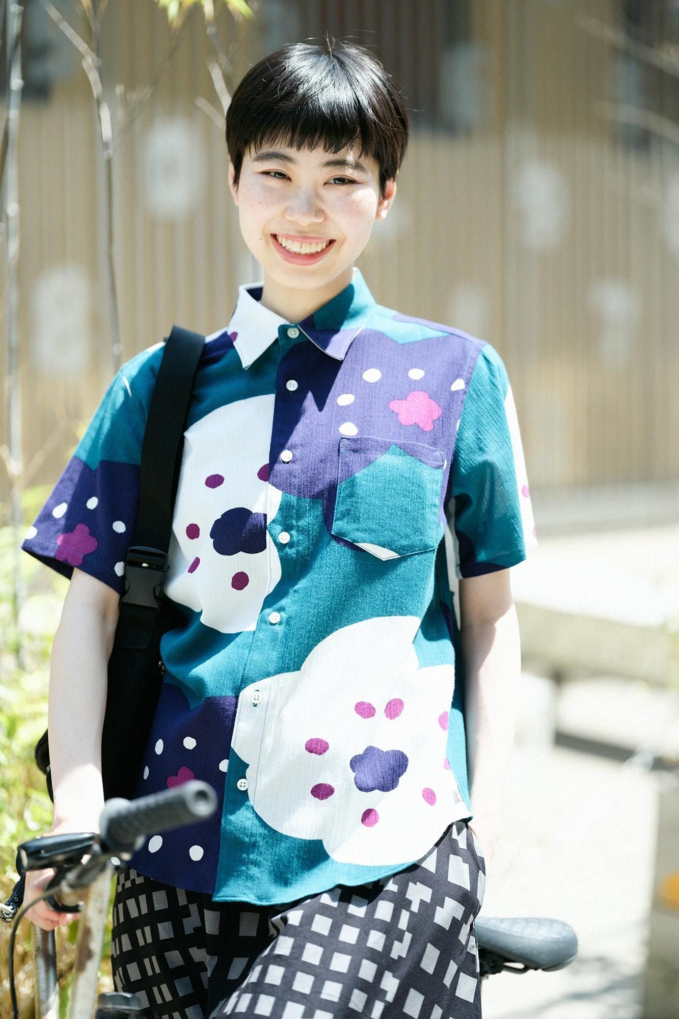 Chizimi Cotton 20/20 Short Sleeve Shirt / Smile Marine Green