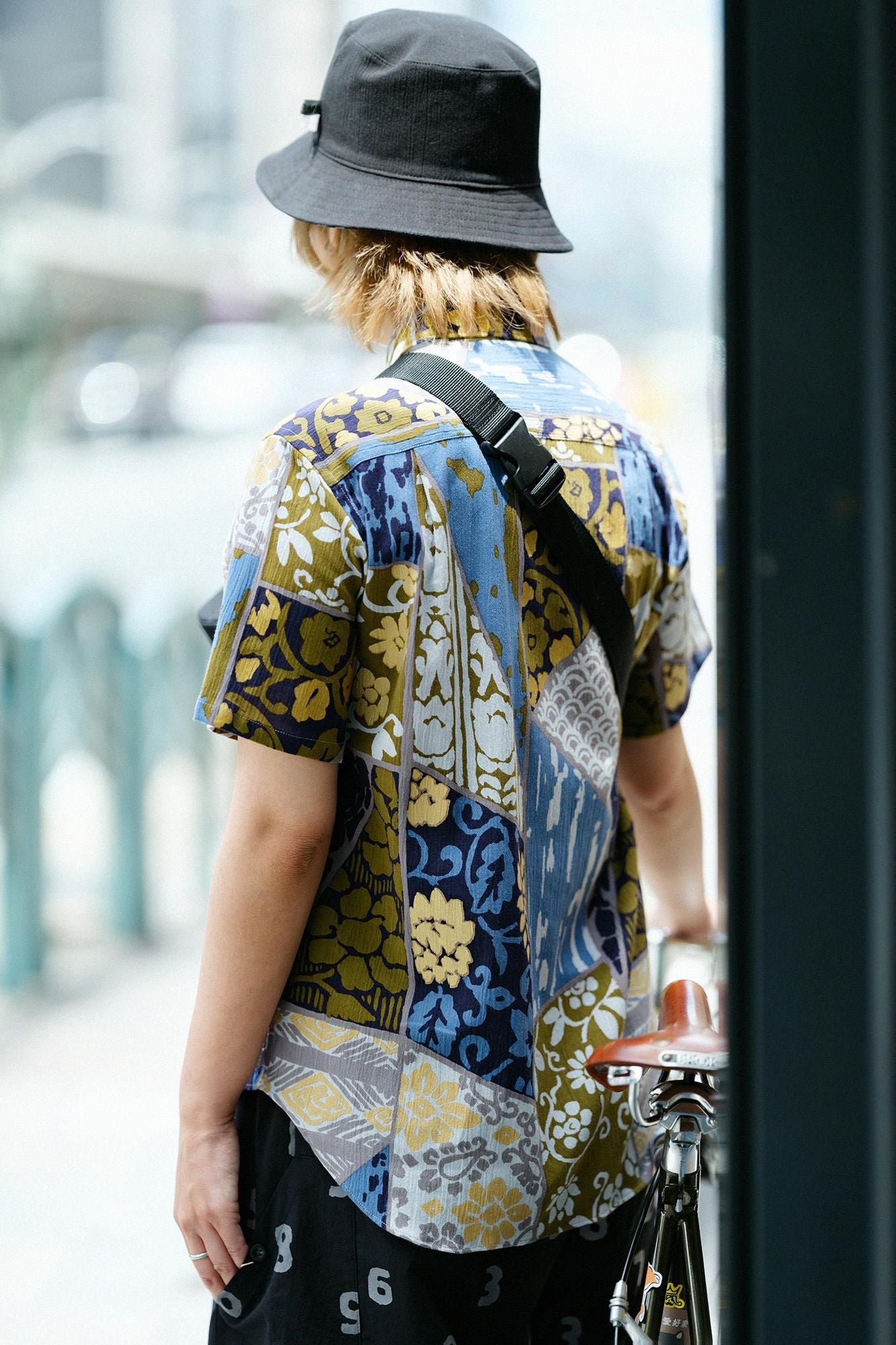 【net限定40%OFF】高島縮 20/20 半袖シャツ/金銀襴緞子等縫合せ(きんぎんらんどんすとうぬいあわせ) 写し(うつし)