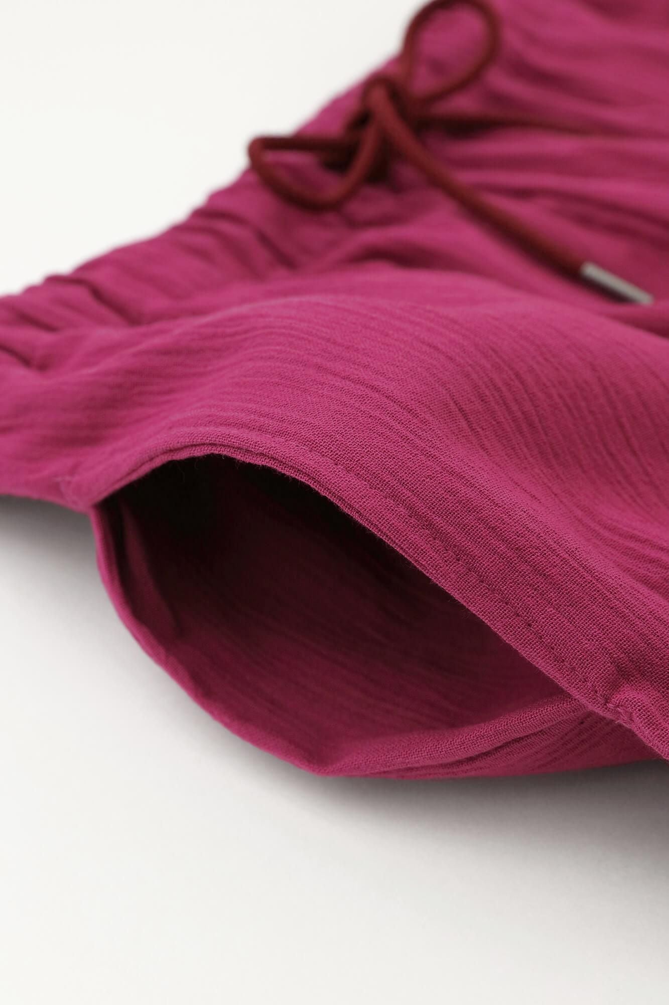 高島縮棉 20/20休閒窄管長褲/深粉紅