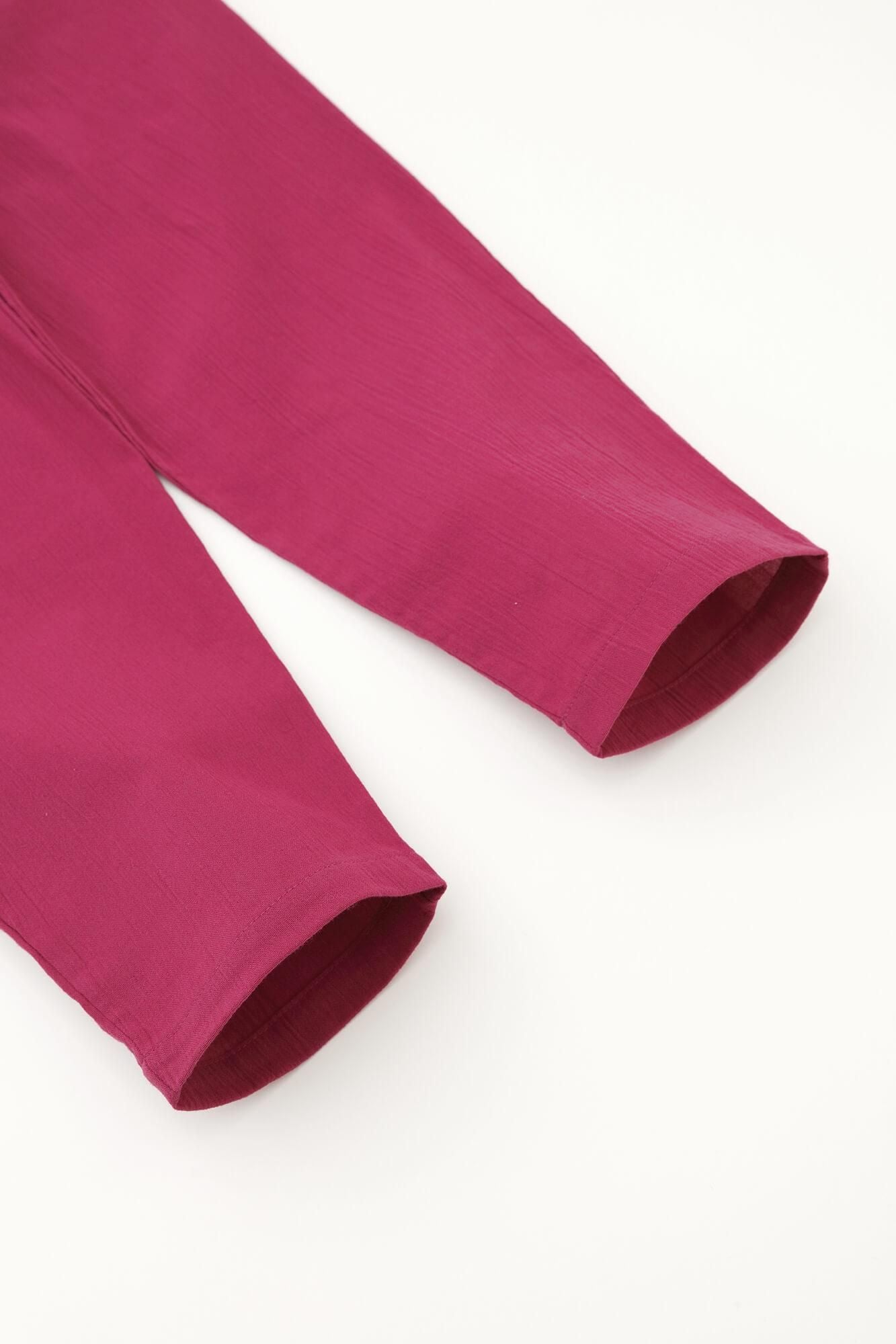 高島縮棉 20/20休閒窄管長褲/深粉紅