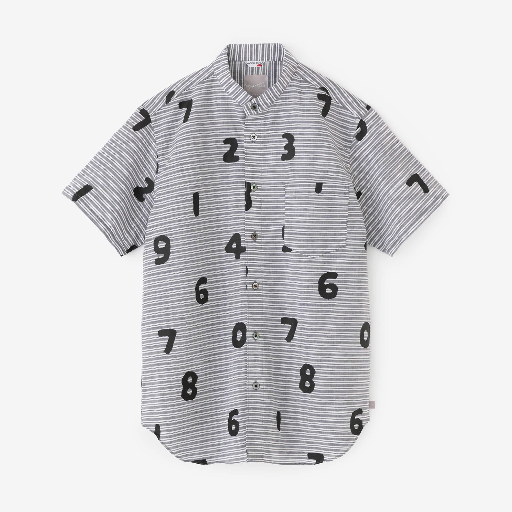 棉布式绒毛架套圈短袖衬衫/so-su-u深灰育儿条纹(koihaikomochishima)