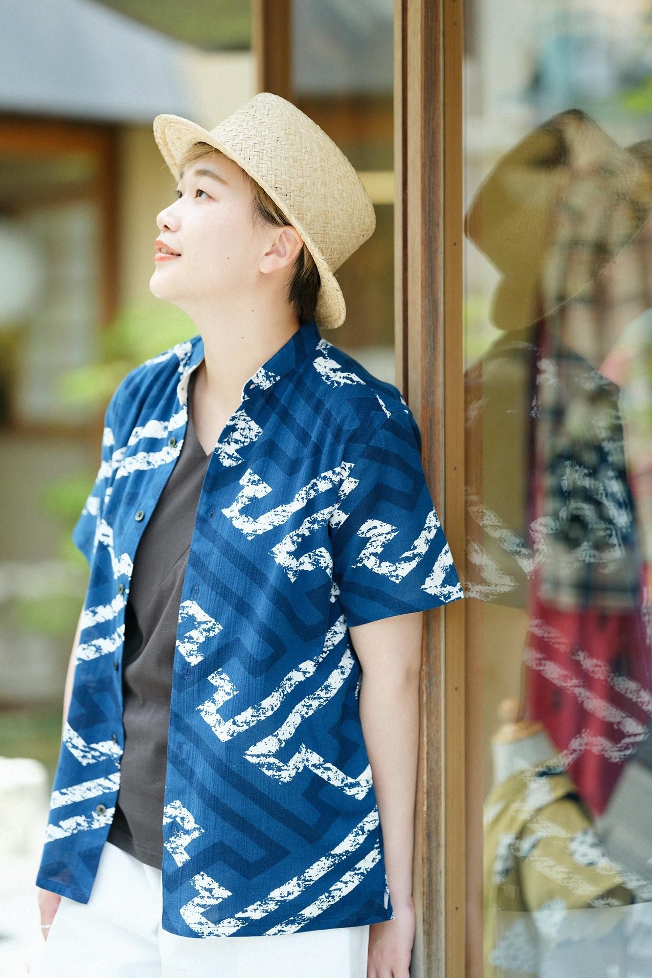 Chizimi Cotton 20/20 Ainasen Stand Collar Short Sleeve Shirt SP/Saya Era