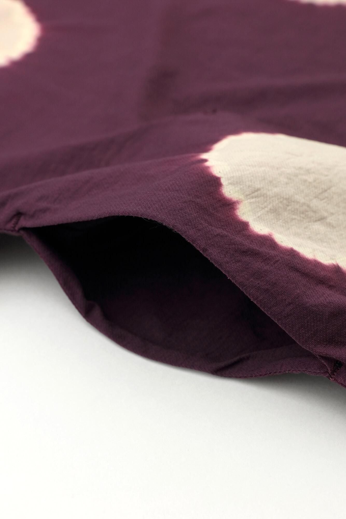 近清紮染 Kersey粗織布 圓弧袖 方形上衣/大圓點 桑紫色×淺米灰色