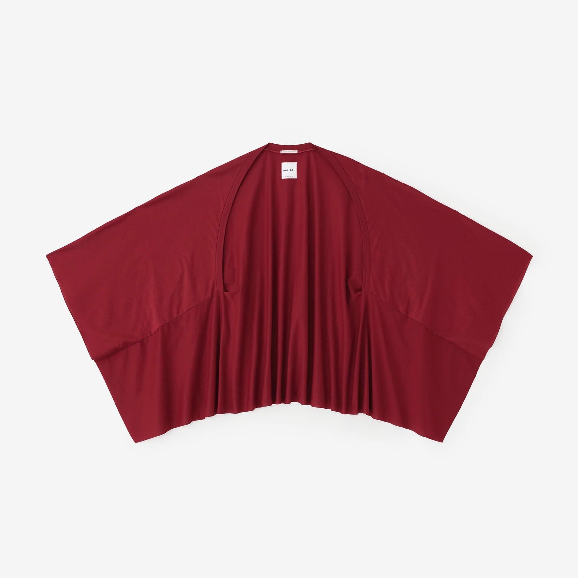 GIZA×Lyocell Plain Stitch Squirrel-like Short Cardigan / Dark Red