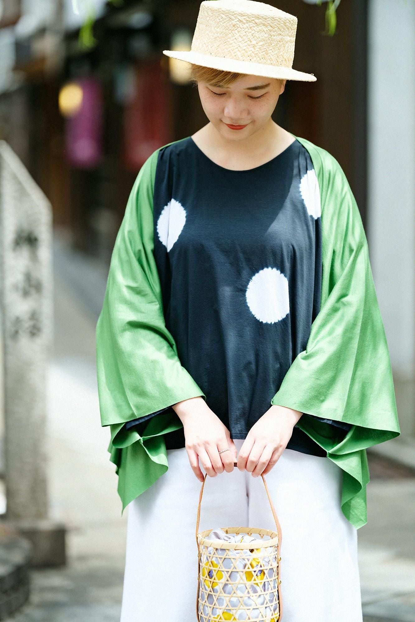 GIZA×Lyocell Plain Stitch Squirrel-like Short Cardigan / Light Green