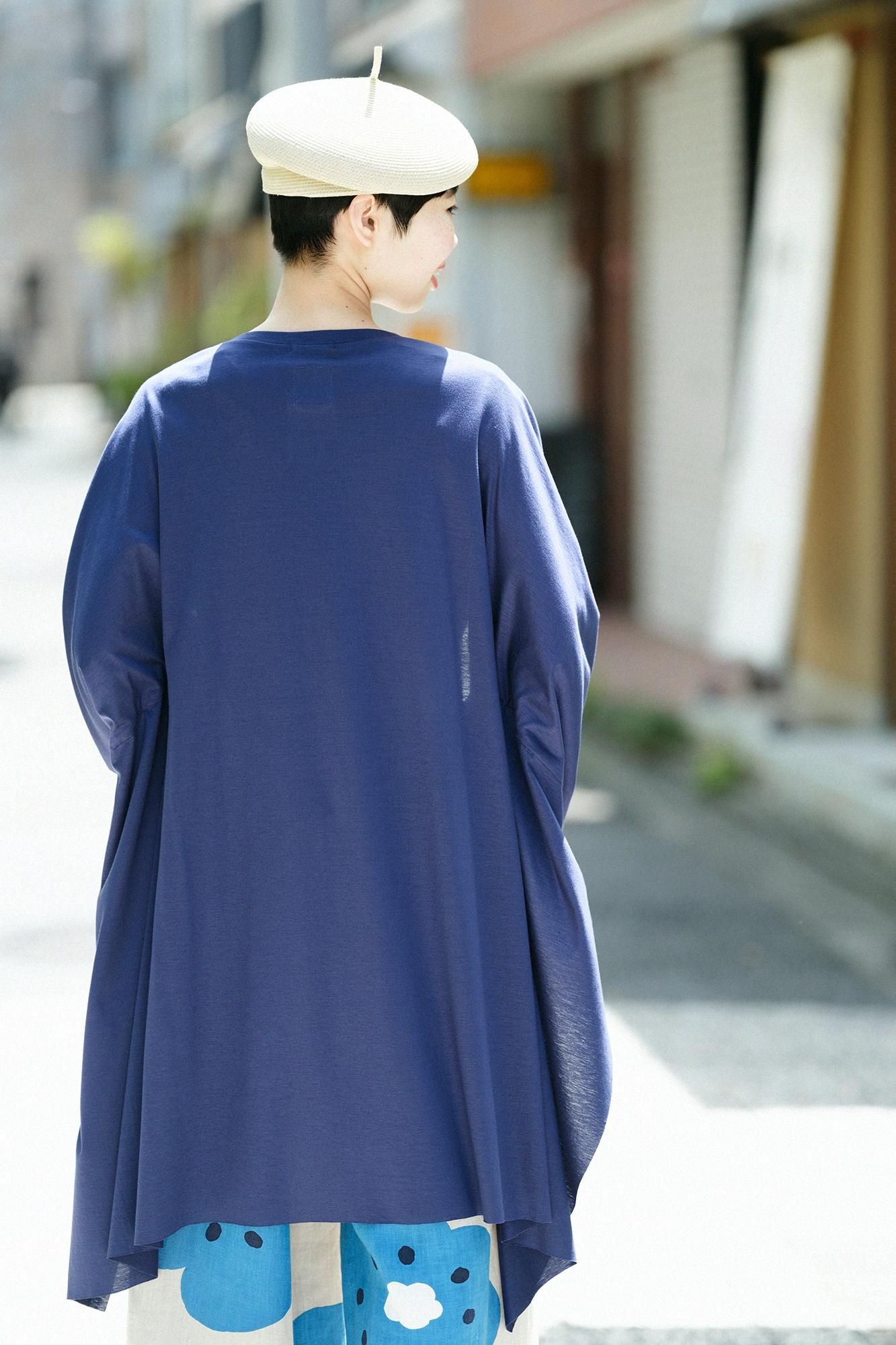 【net limited】GIZA x Lyocell Plain Stitch Squirrel-like Cardigan / Dark Blue