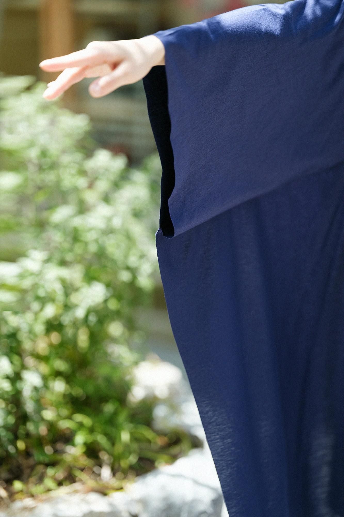 【net limited】GIZA x Lyocell Plain Stitch Squirrel-like Cardigan / Dark Blue