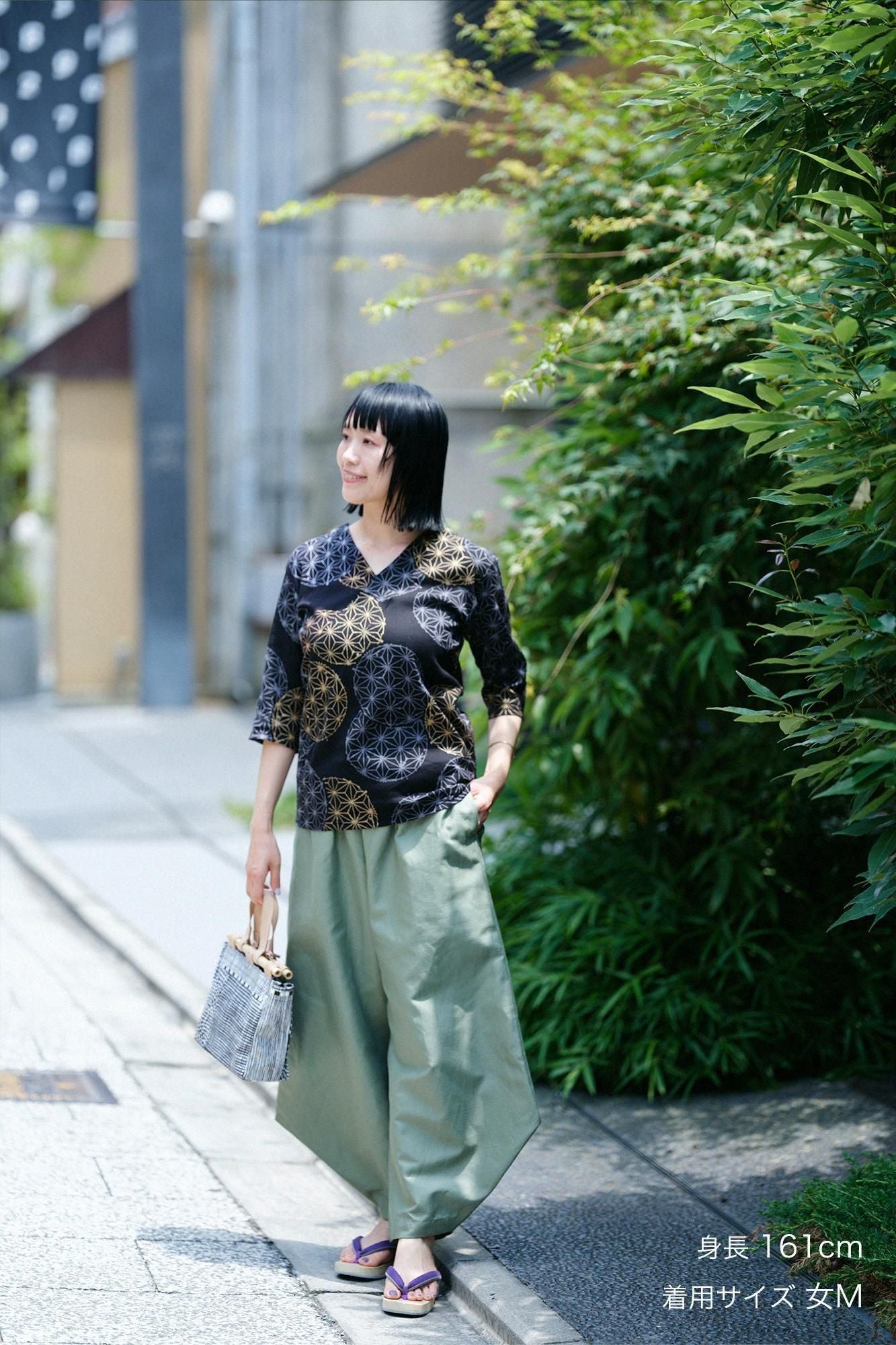 Takashima chiku 40/40未拧紧的衣领,第六长/亚麻Temari