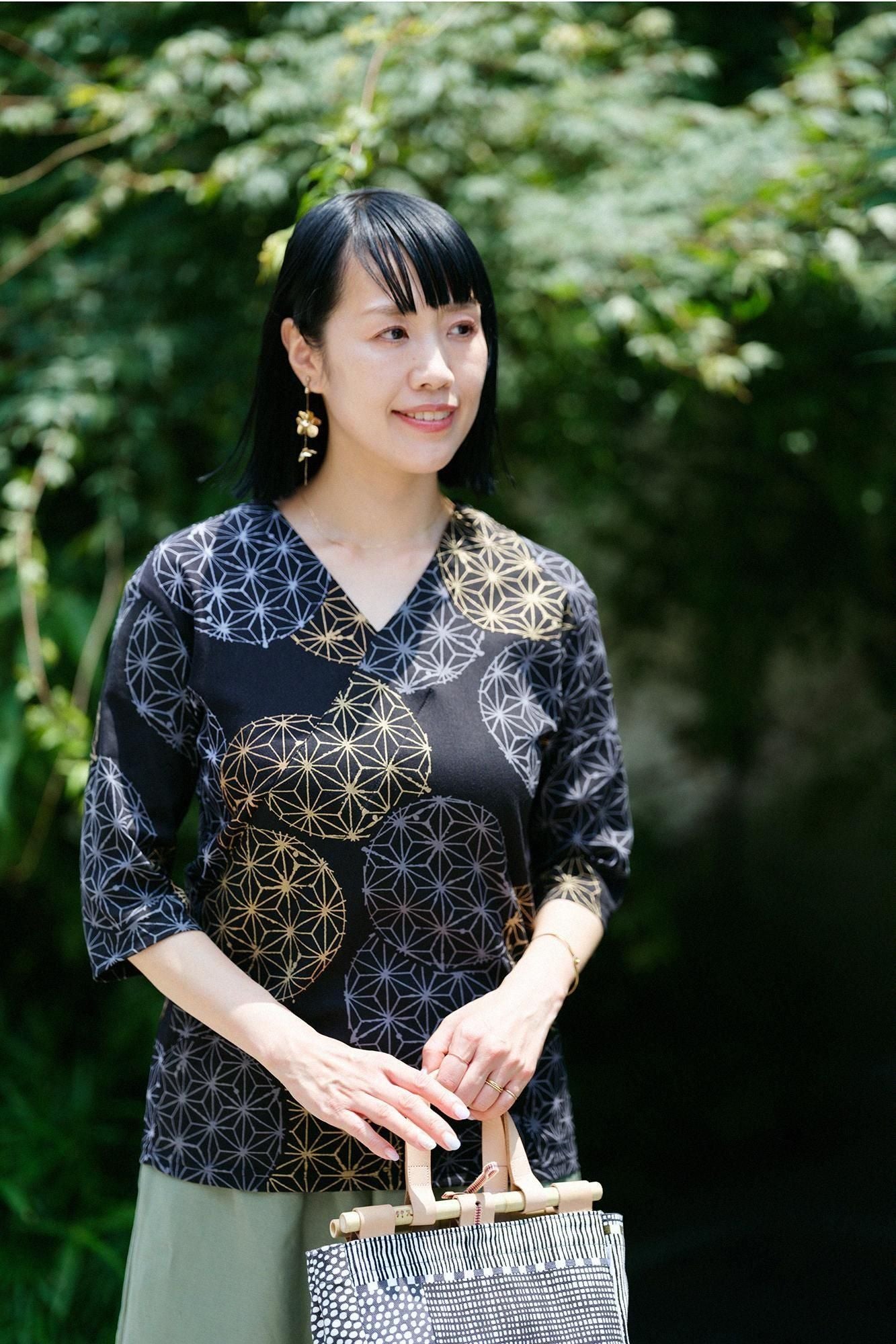 Takashima chiku 40/40未拧紧的衣领,第六长/亚麻Temari