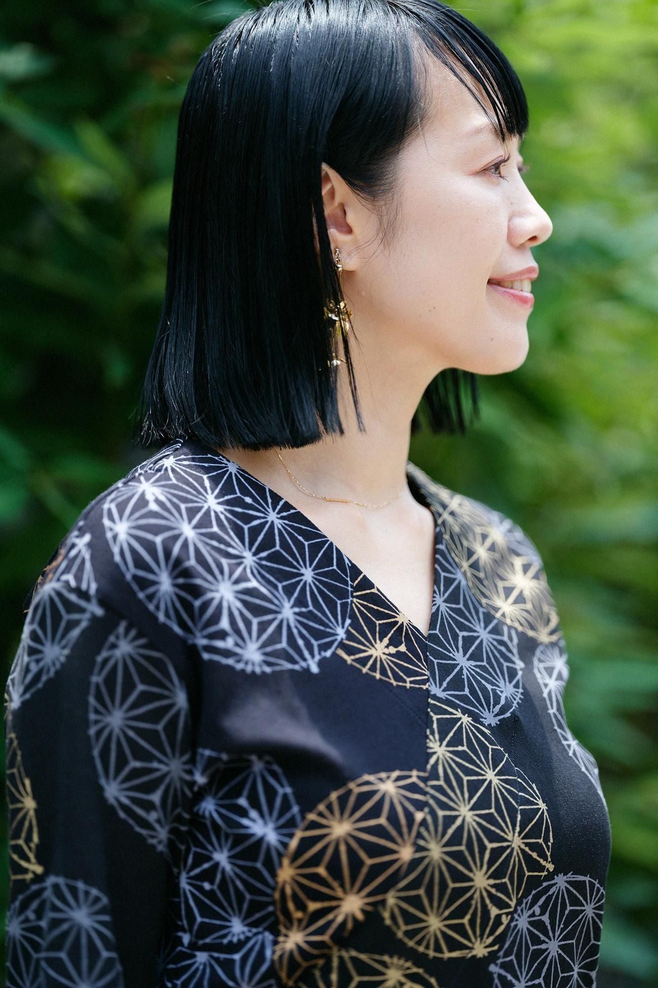 Takashima chiku 40/40未拧紧的衣领,第六长/亚麻Temari