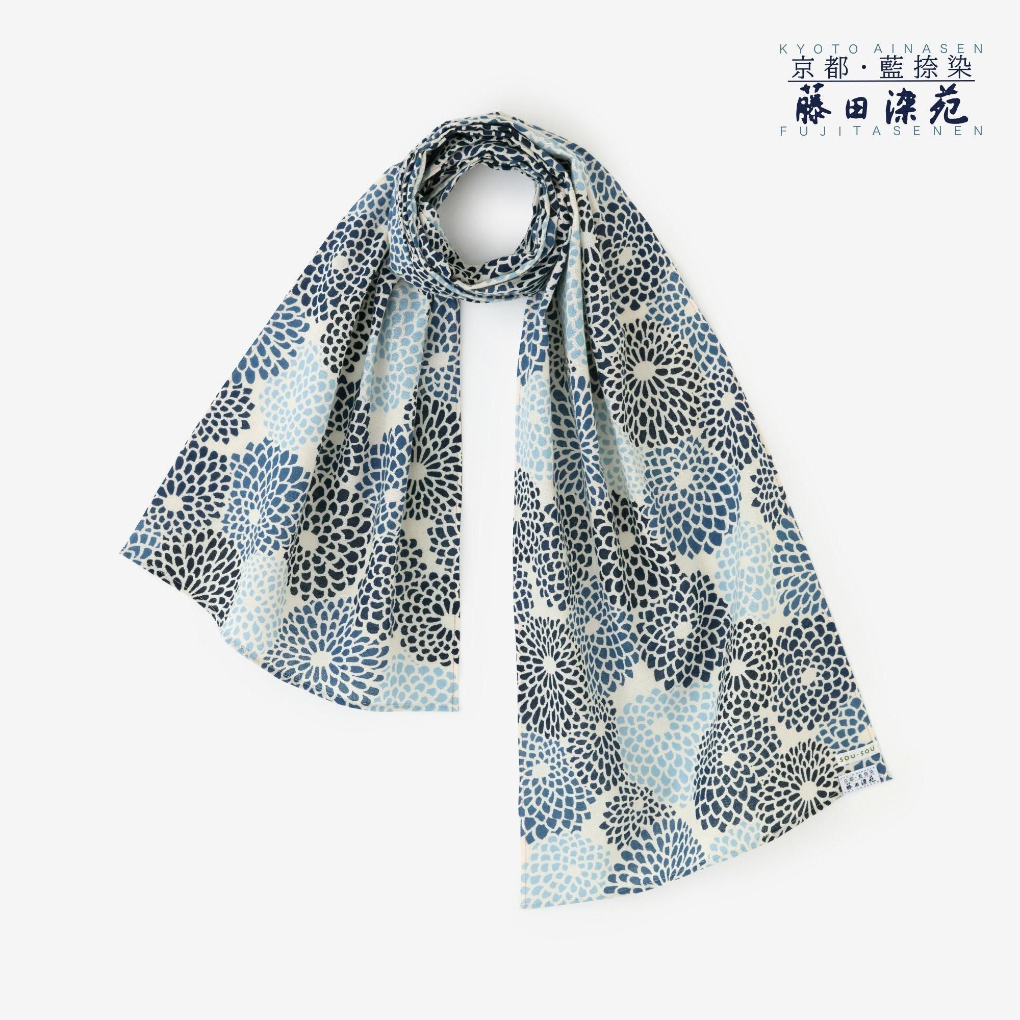 SOU・SOU ×藤田染苑藍捺染圍巾/全菊2