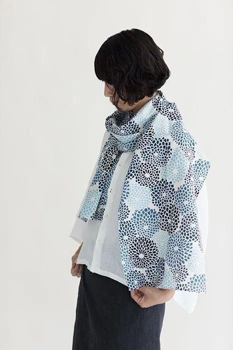 SOU・SOU ×藤田染苑藍捺染圍巾/全菊2