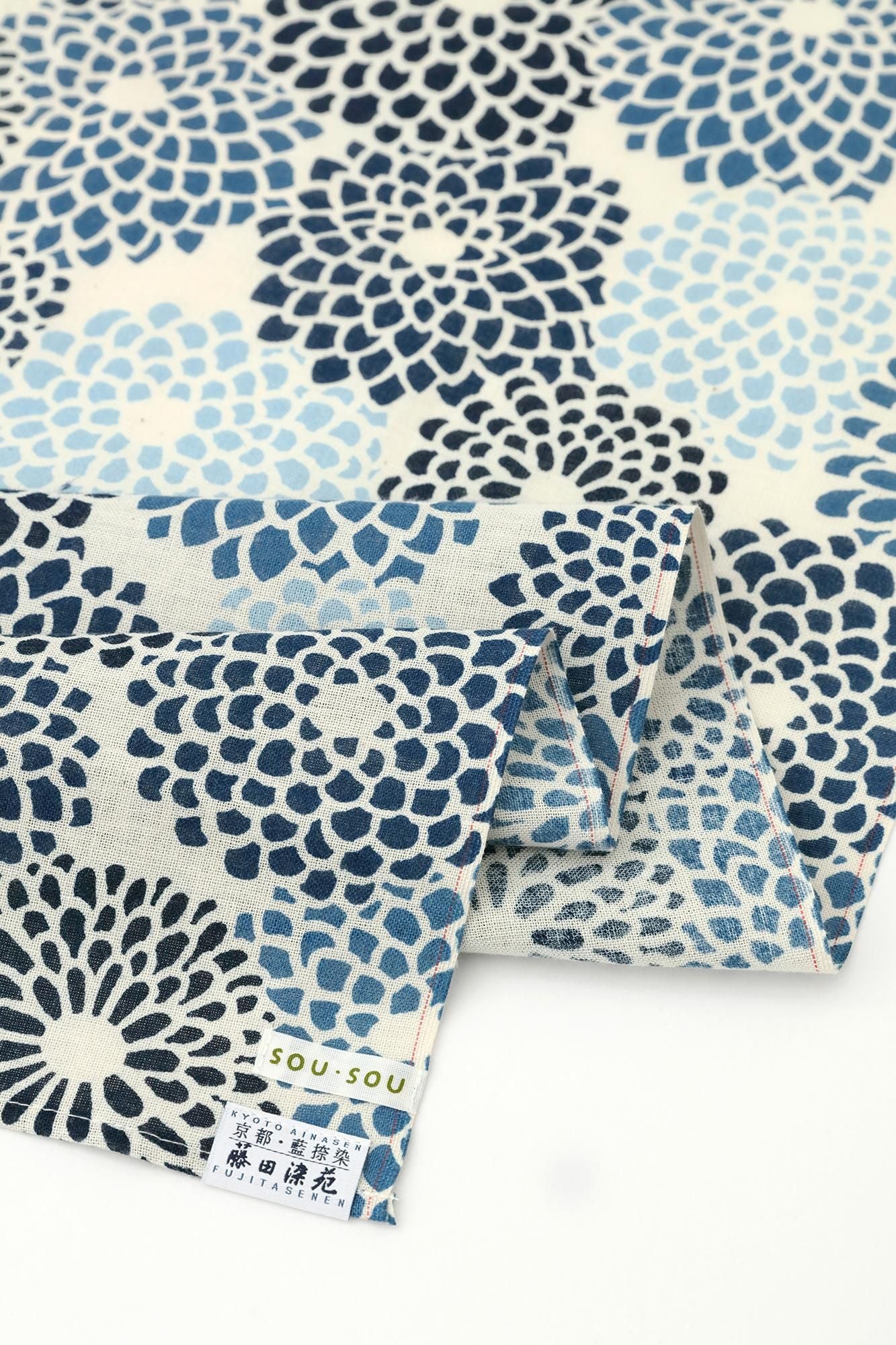 SOU・SOU ×藤田染苑藍捺染圍巾/全菊2