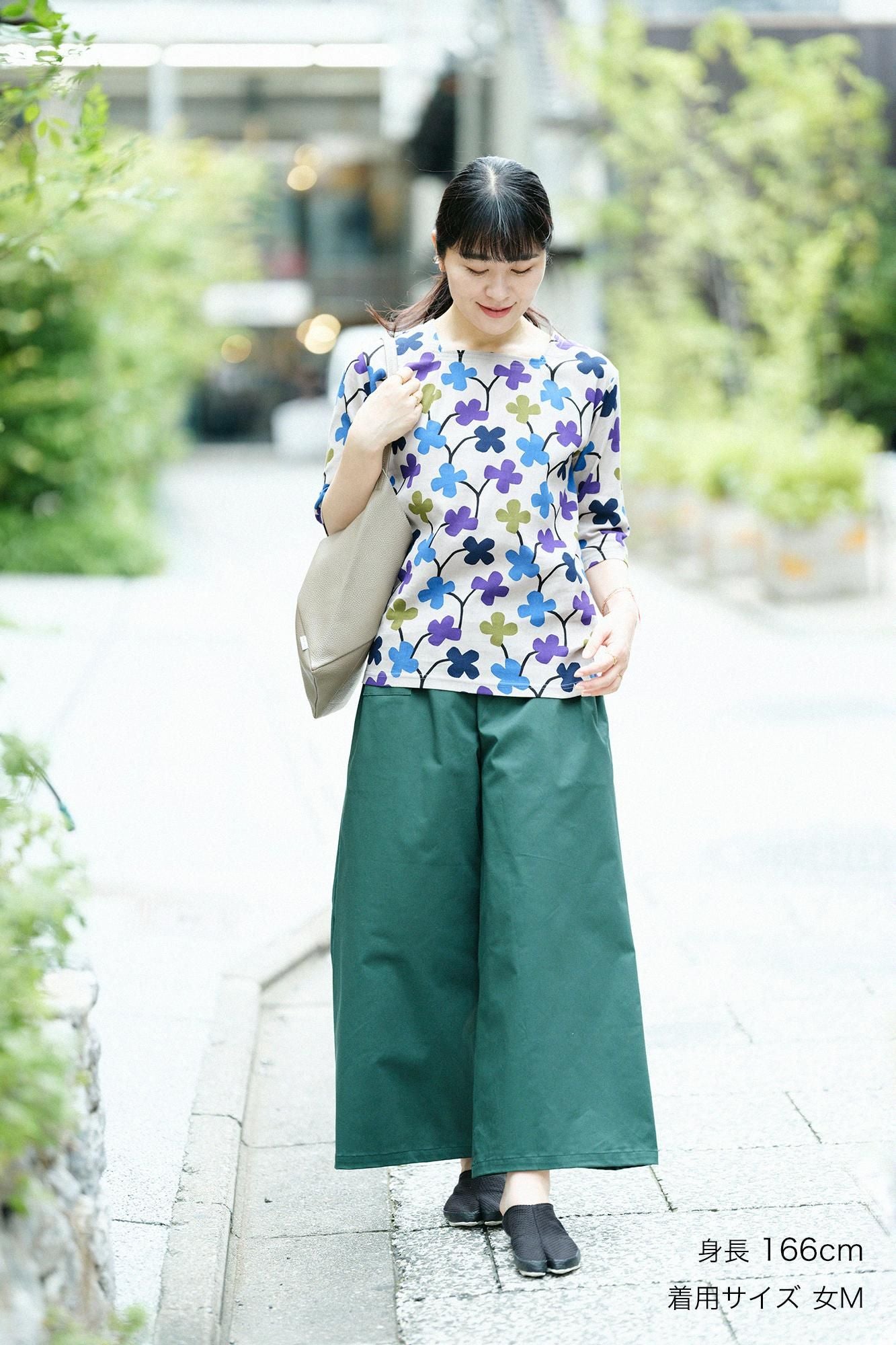 高島縮棉 40/40方領上衣六分袖/花遊戲