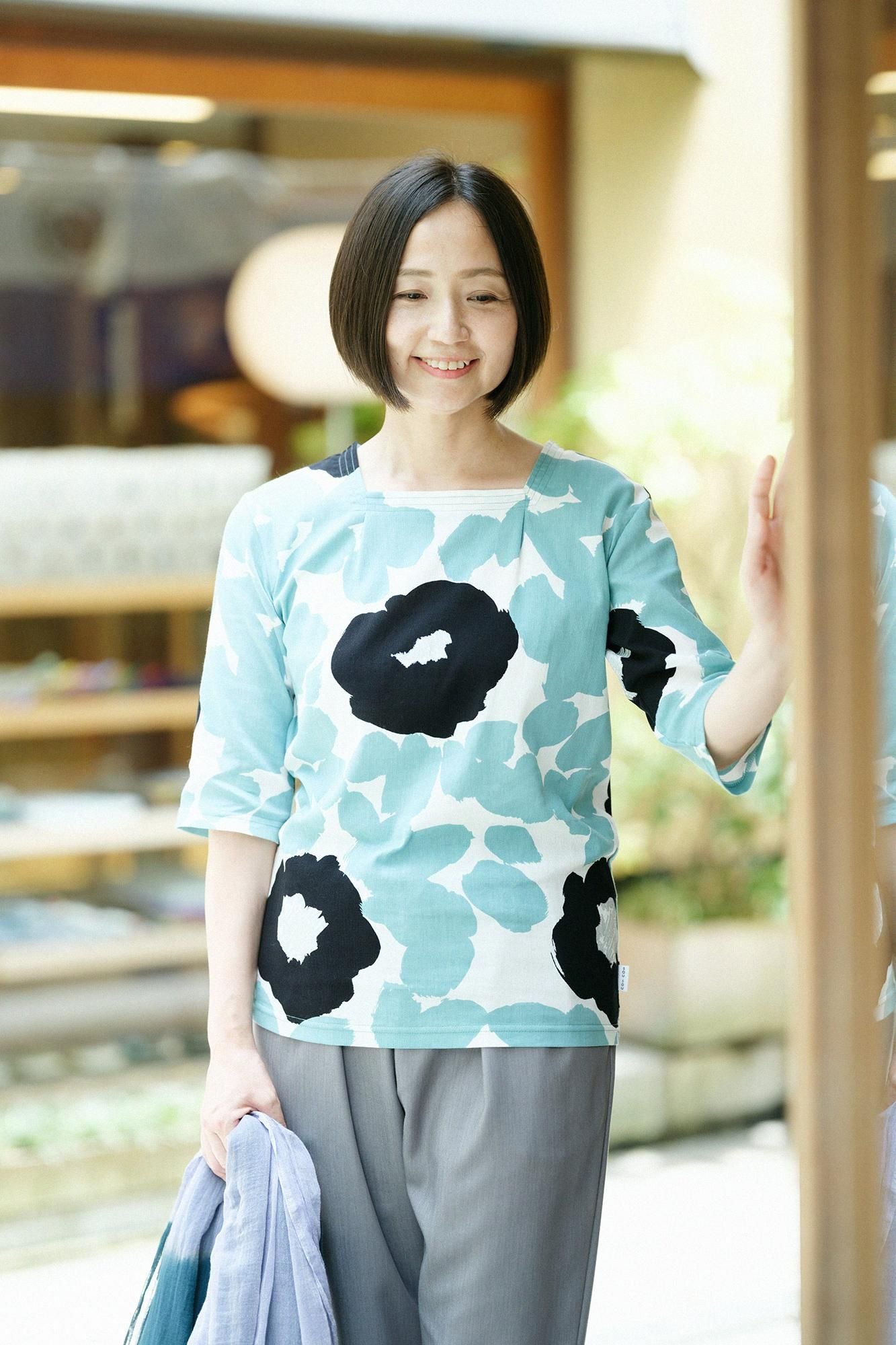 Chizimi Cotton 40/40 Square Neck Shirt Elbow Length Sleeve/Tender