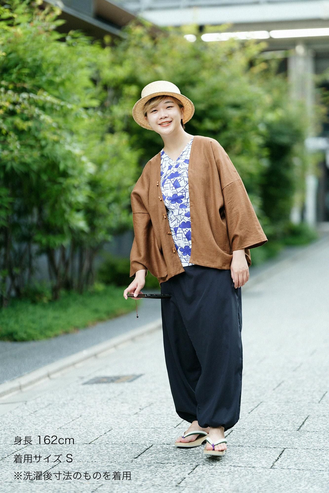 【官網限定】80雙線 緞紋織 手柄寛衣下 和裝褲(是Takamikan)/暗藍色