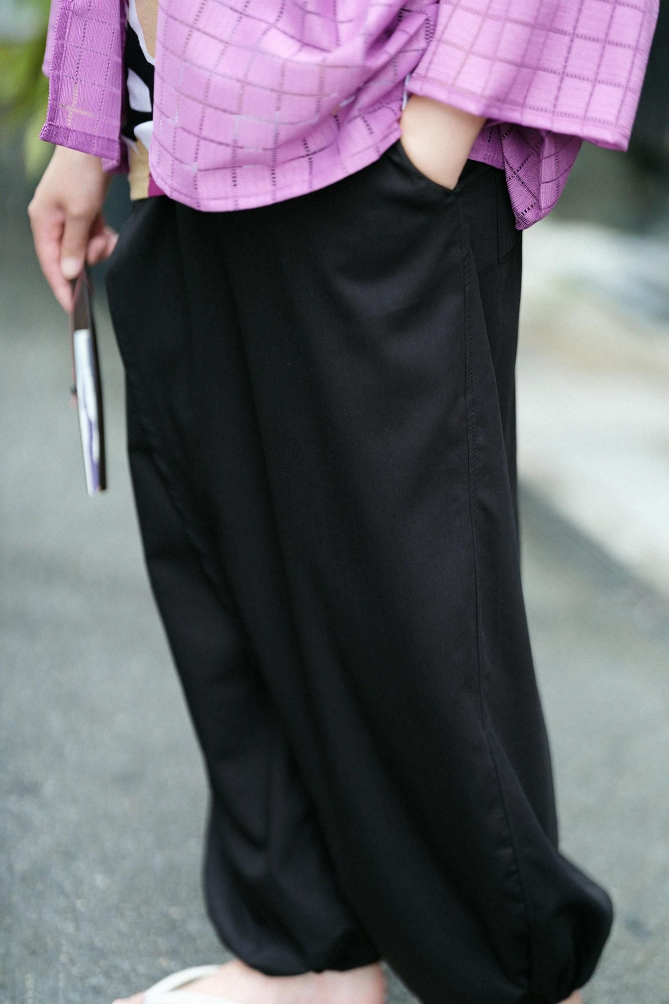 【net limited】80 2-ply Satin Weave Wrap Harem Pants(TakaMikan SkirtstomachPants and Skirts)/Black