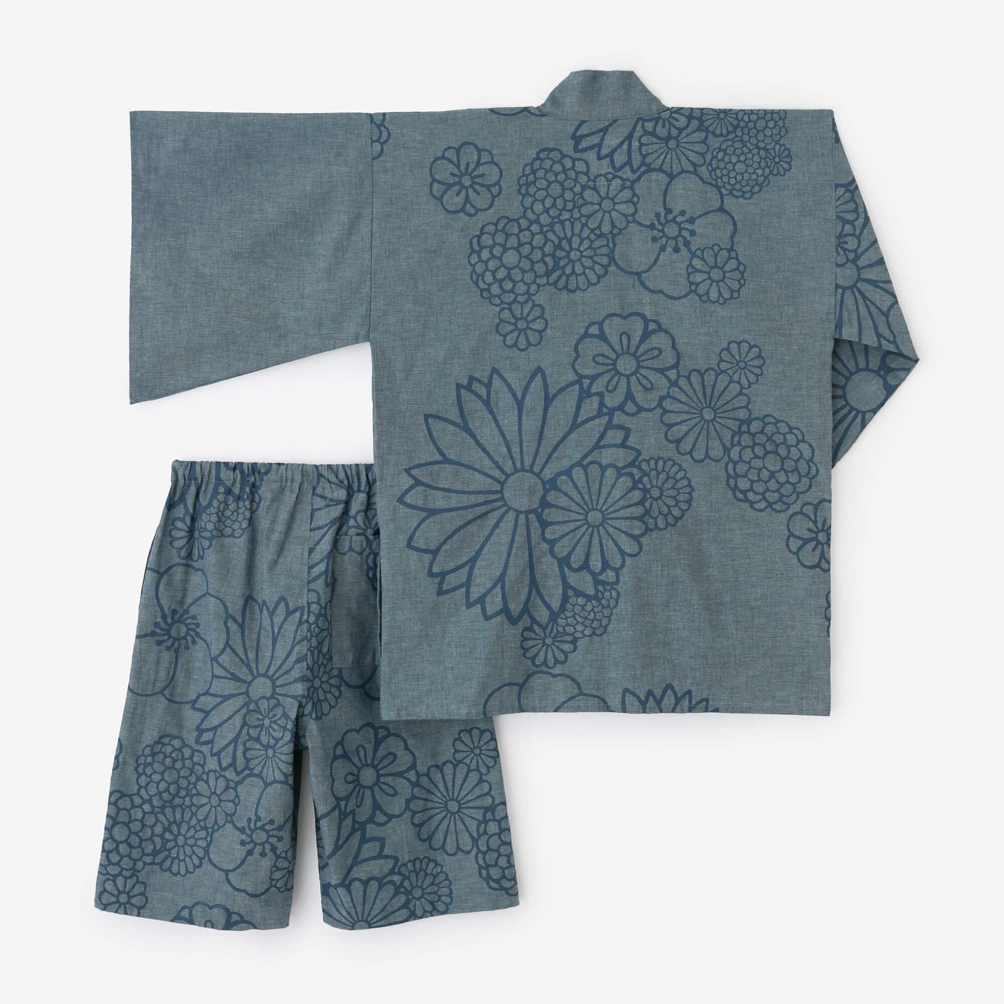 錢布雷布 甚兵衛羽織/藍灰色×金襴緞子