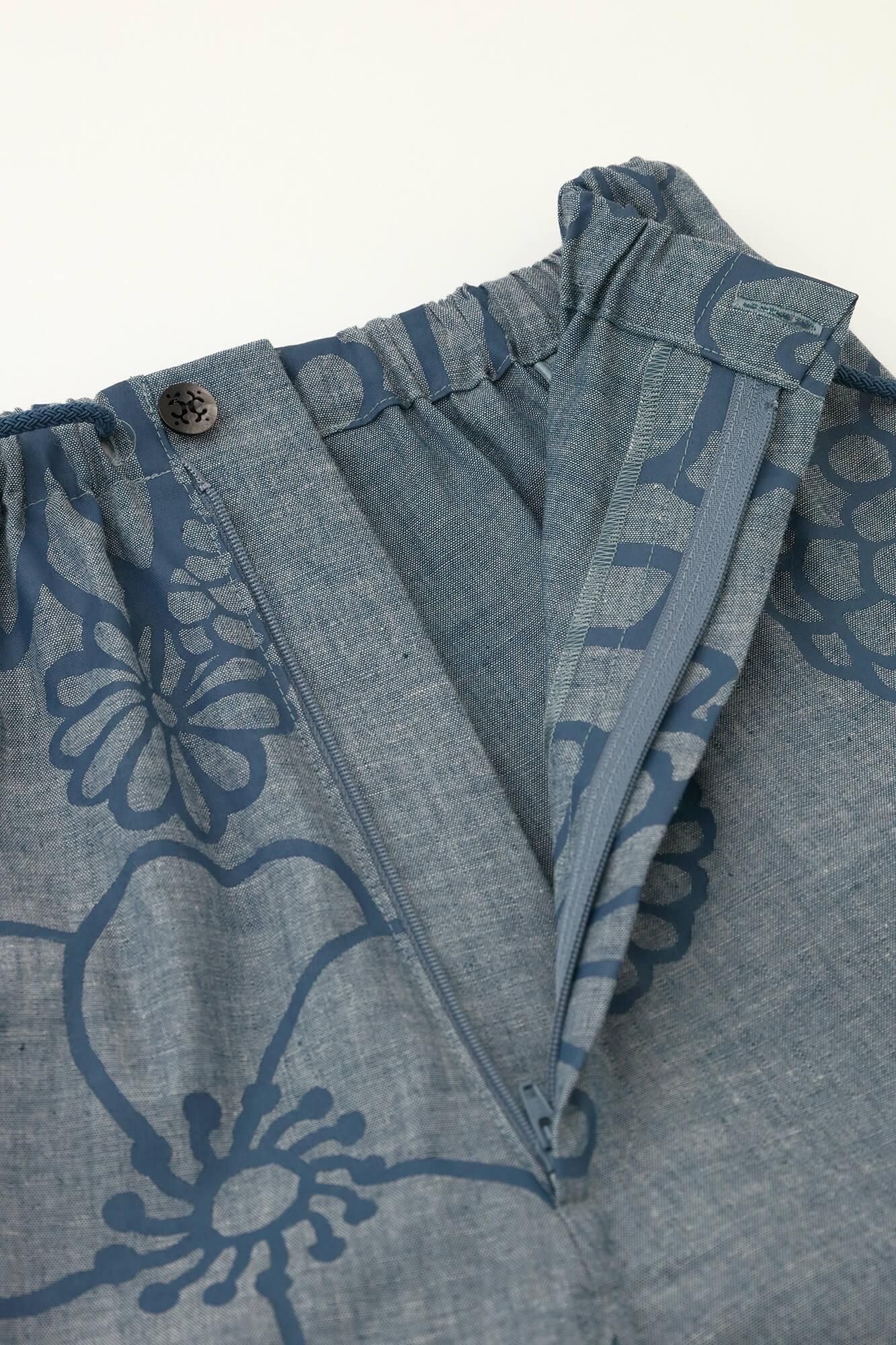 錢布雷布 甚兵衛羽織/藍灰色×金襴緞子