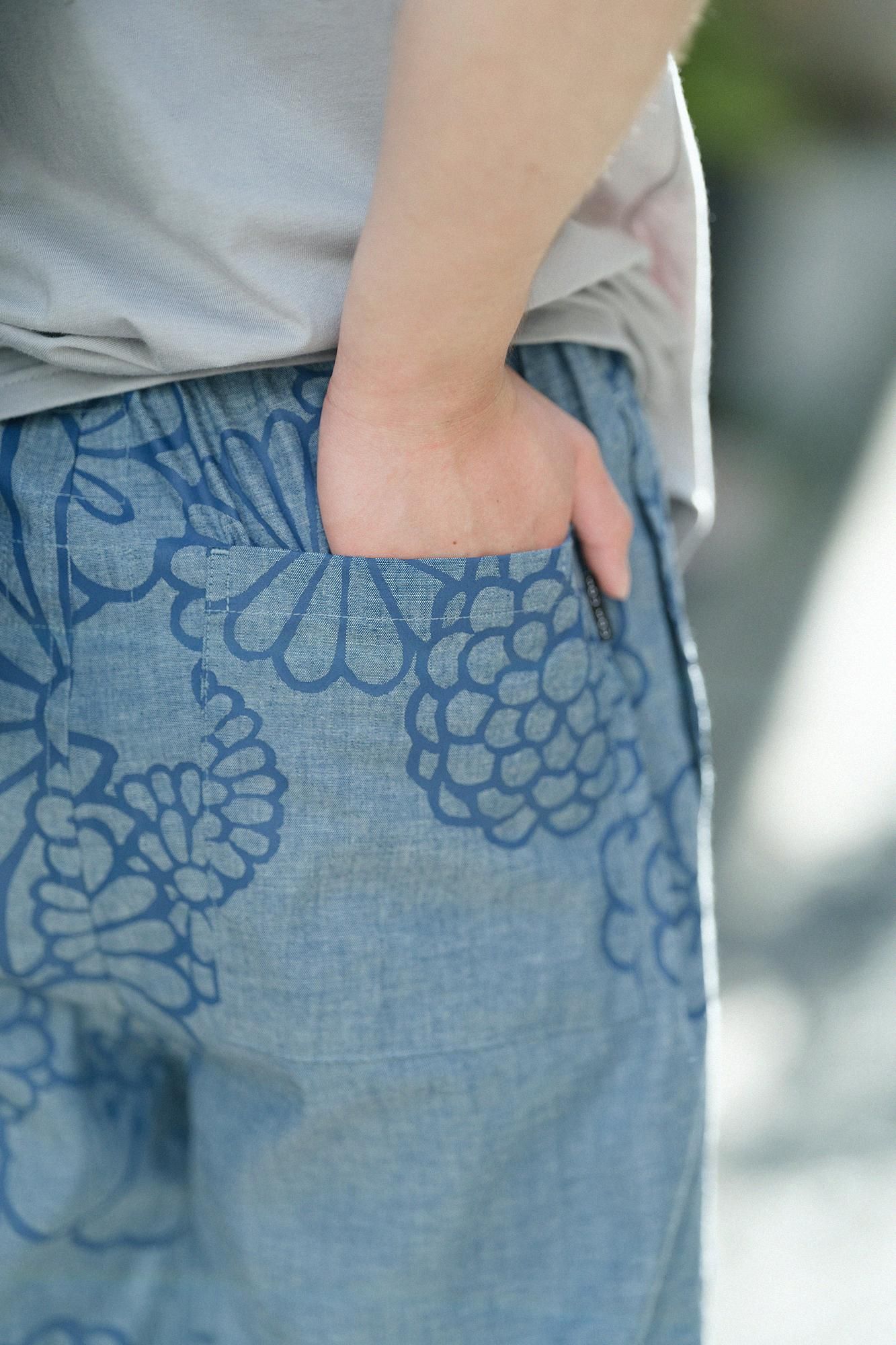 錢布雷布 甚兵衛羽織/藍灰色×金襴緞子