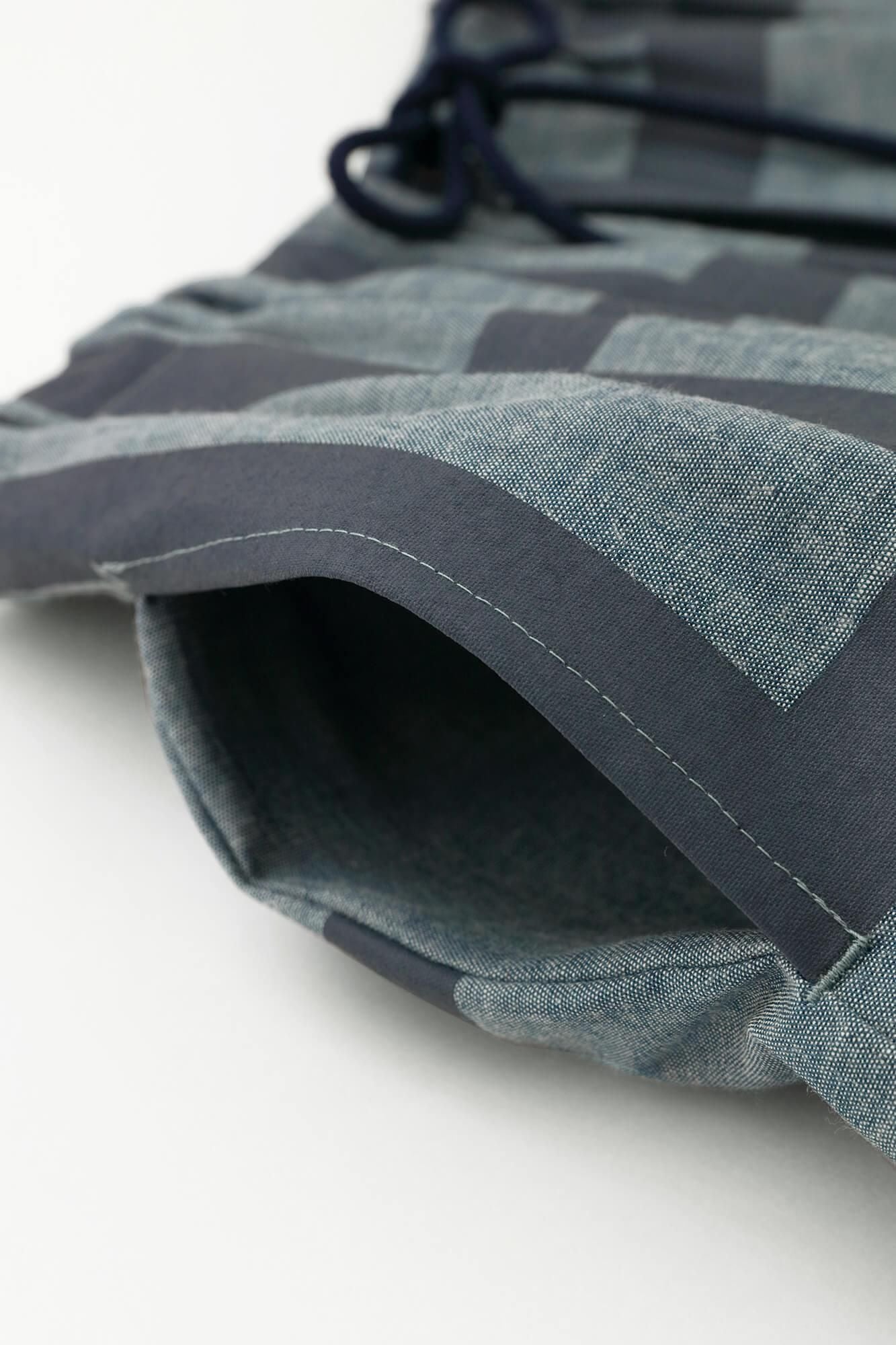 錢布雷布甚兵衛羽織/藍灰色x柵欄