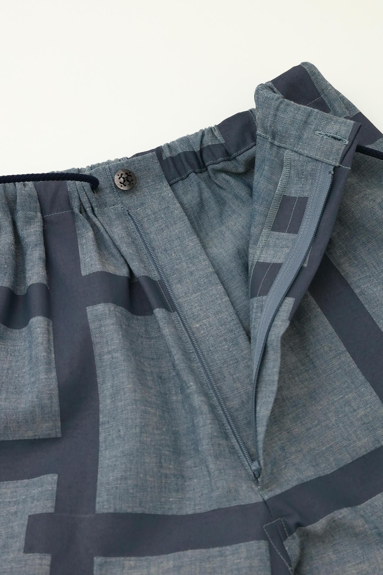 錢布雷布甚兵衛羽織/藍灰色x柵欄