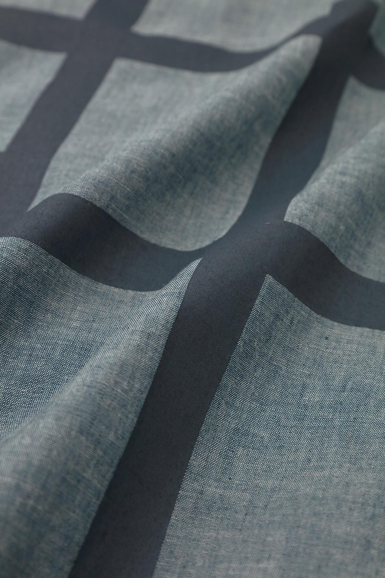 錢布雷布甚兵衛羽織/藍灰色x柵欄