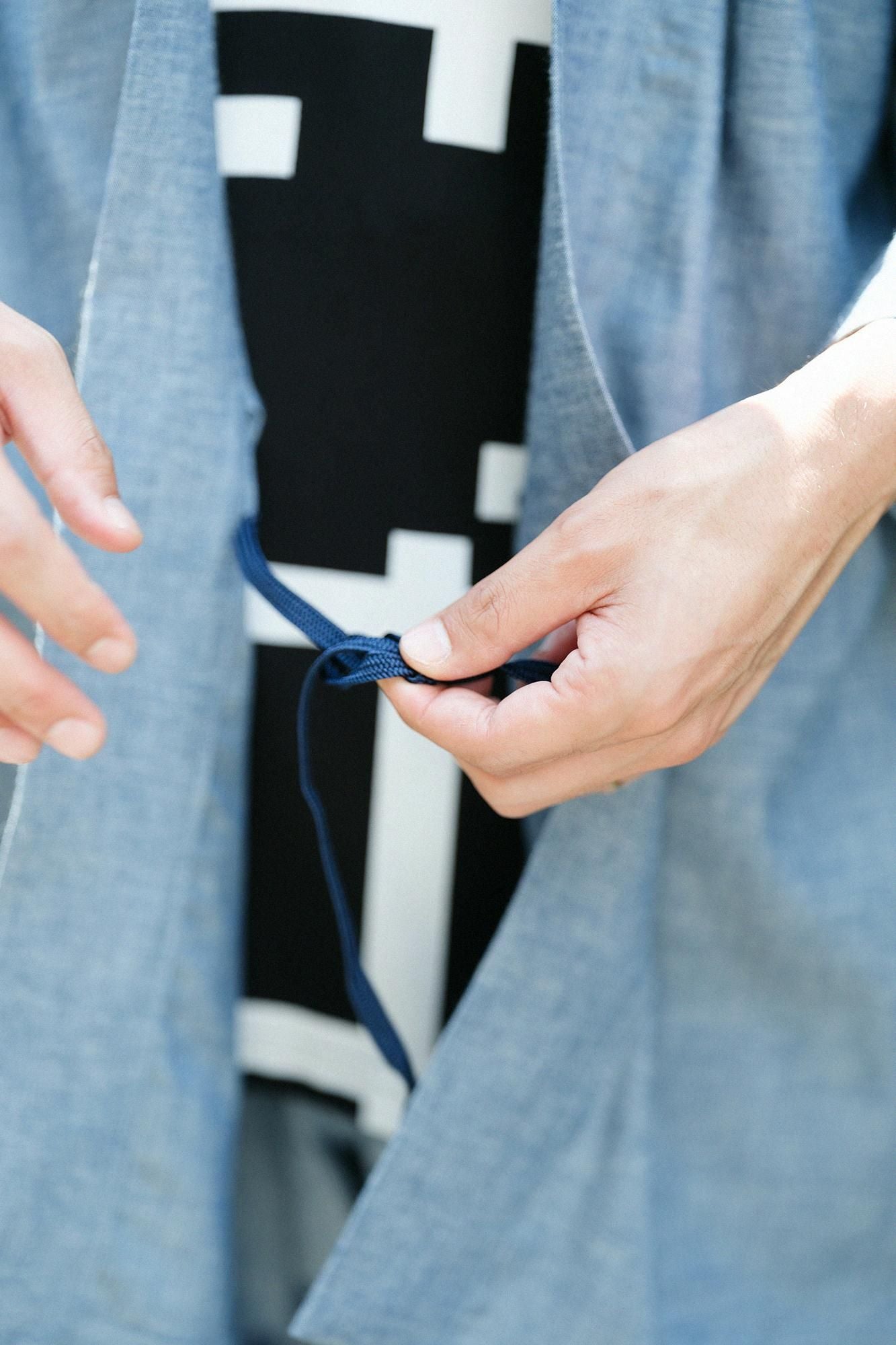 錢布雷布甚兵衛羽織/藍灰色x柵欄