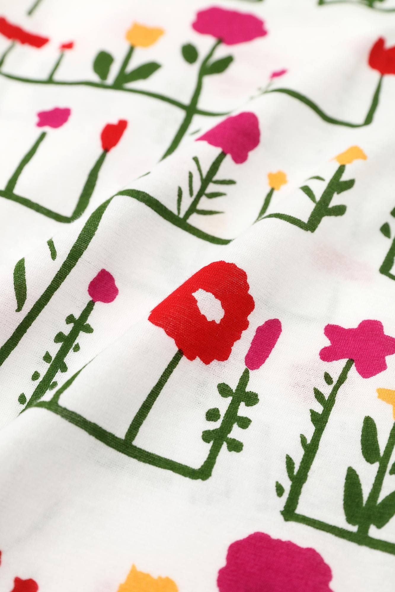 ● Square Neck Long Sleeve T-shirt / Flower Grove