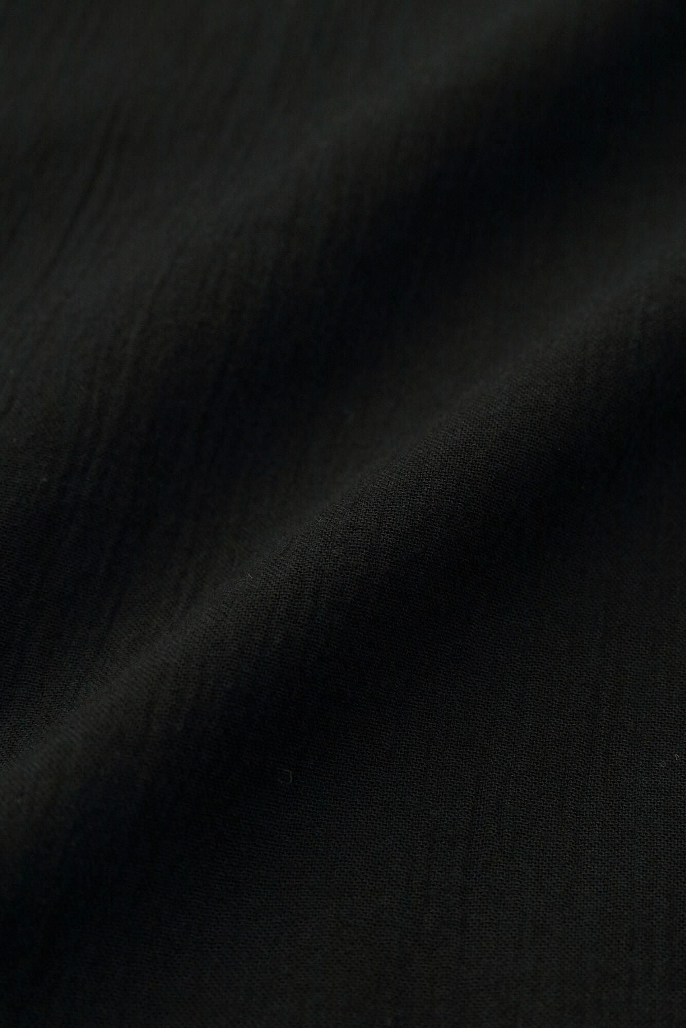 高島縮棉 20/20手柄作務衣/黑色