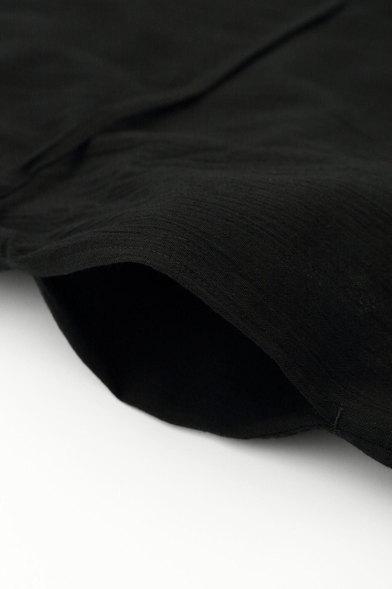 高島縮棉 20/20手柄作務衣/黑色