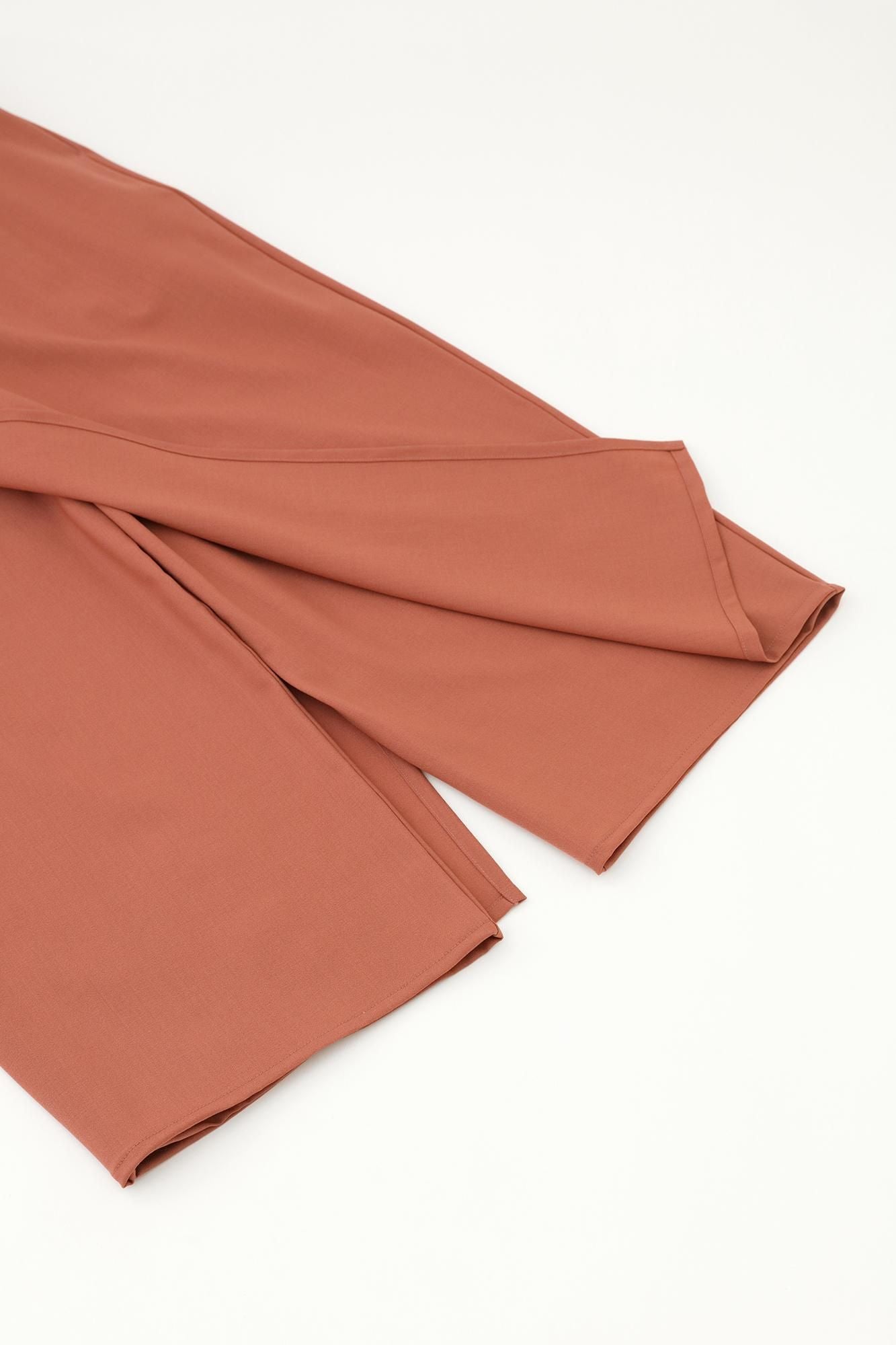 伸 梳毛 和服褲裝/淺磚紅色