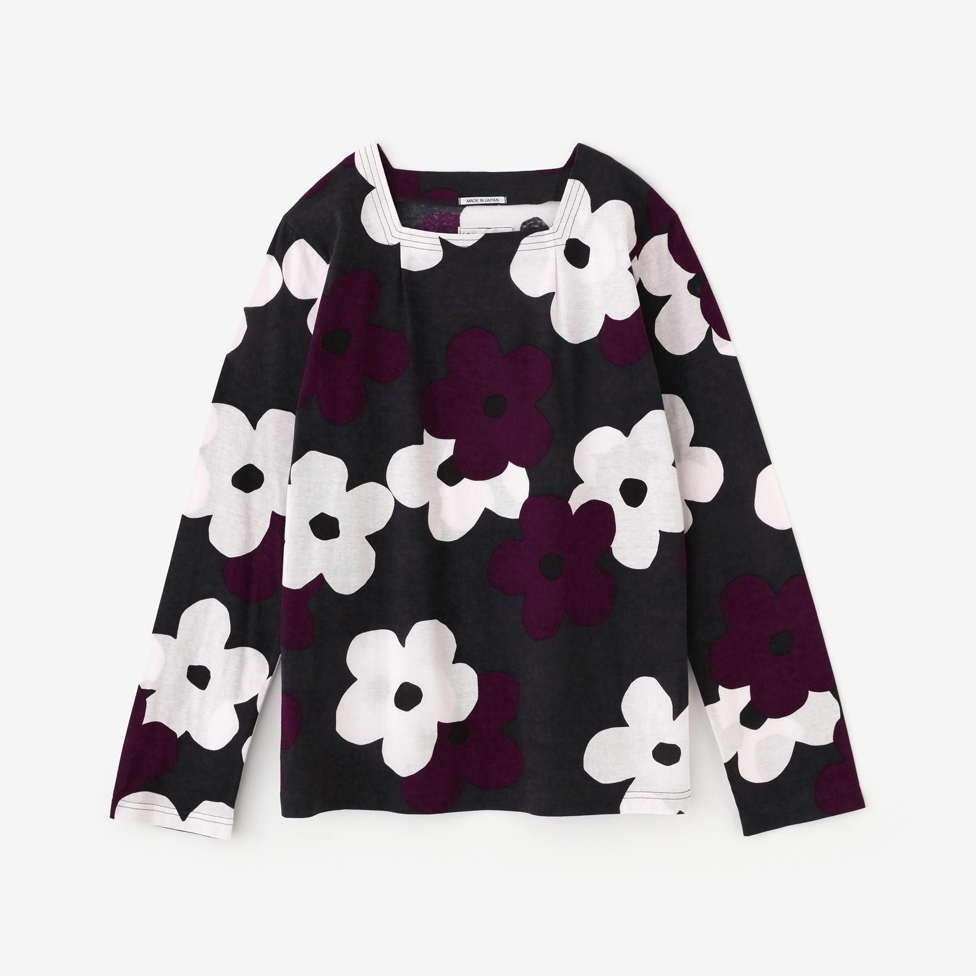 SOUSOU様、専用 Square Neck Shirt / Layered-flowers Black Purple
