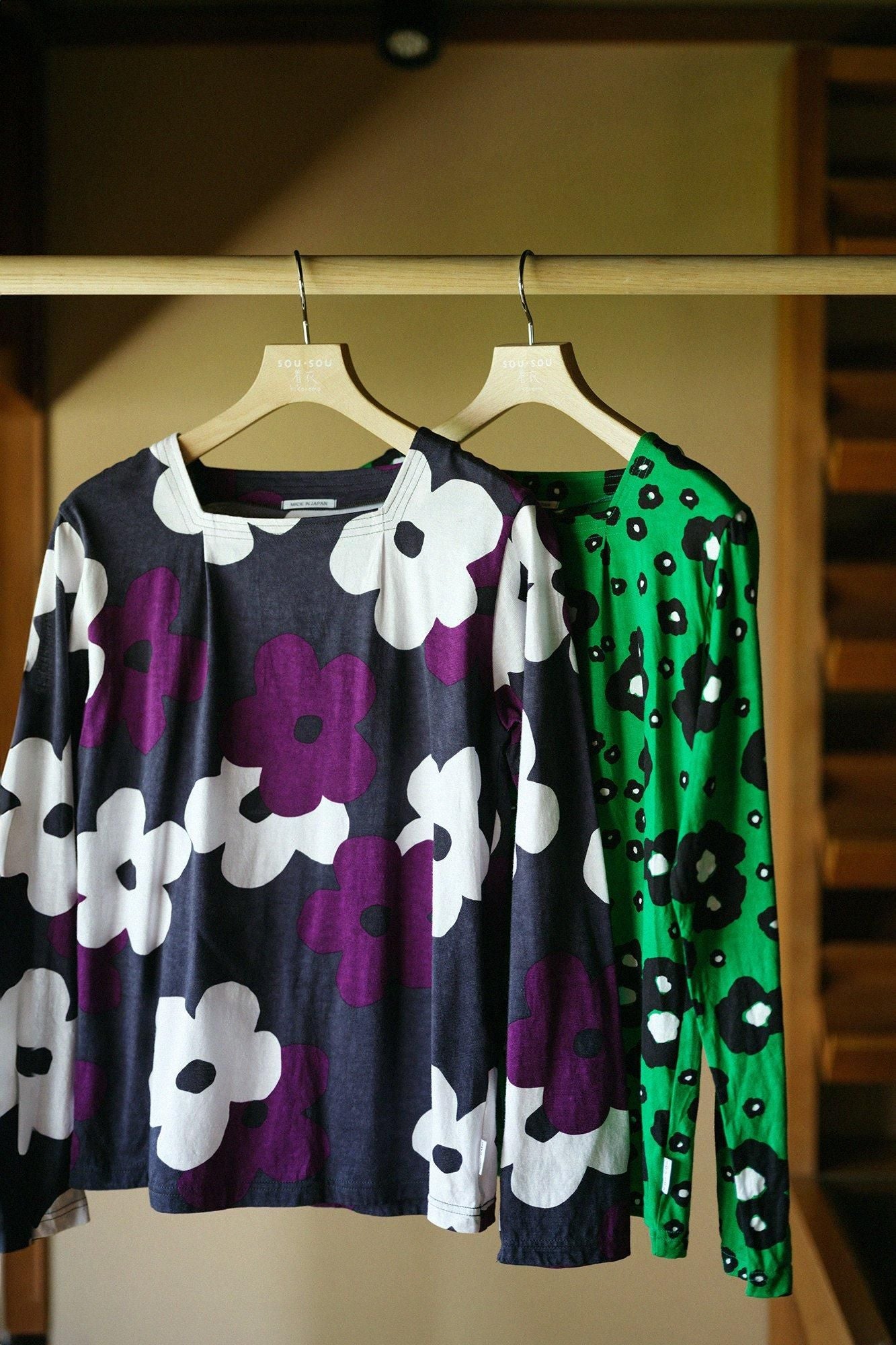 方領上衣/疊花黑紫