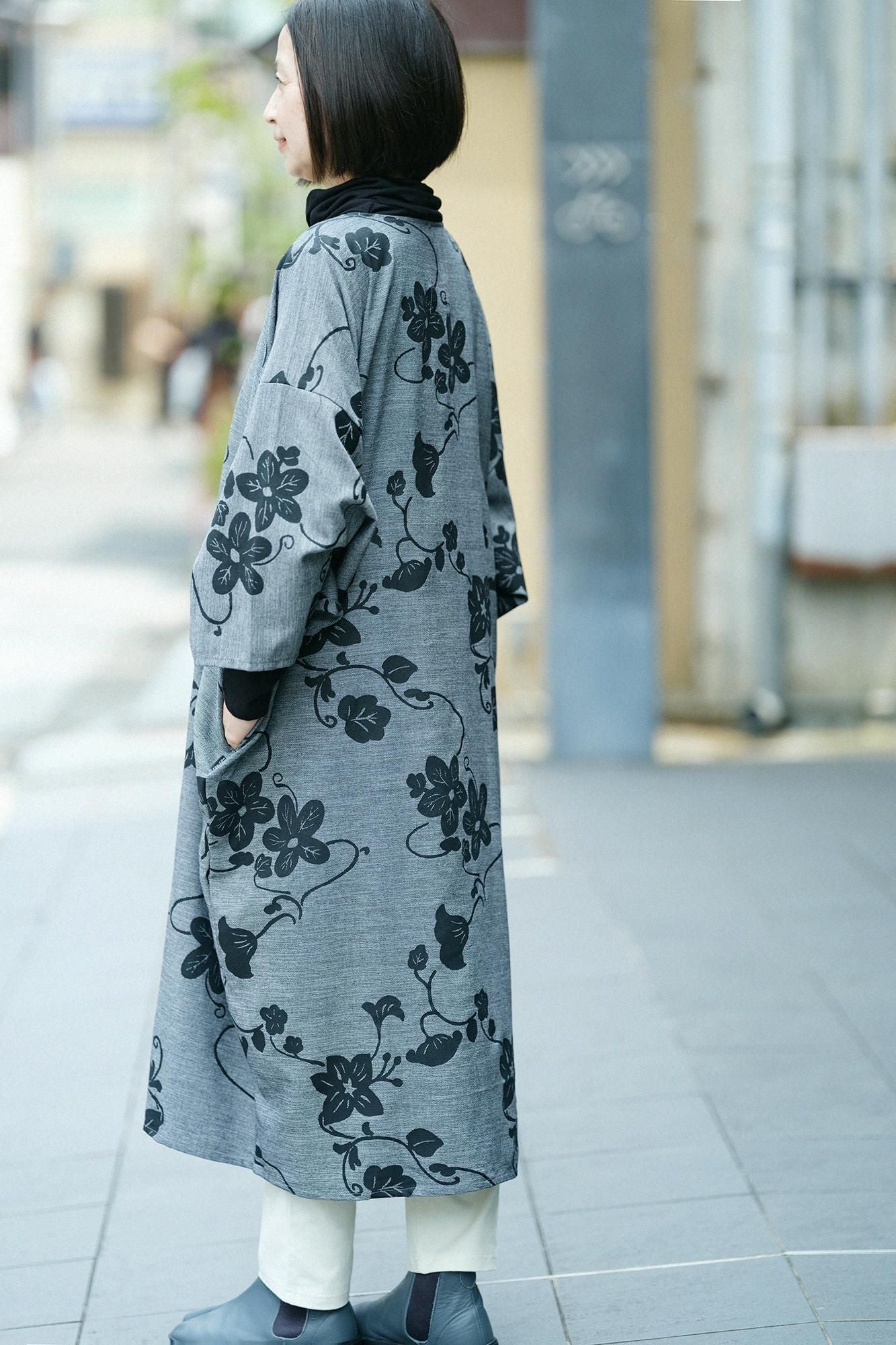 Robe rectangulaire Naginata en sergé de rayonne de coton/Urushi Raboku