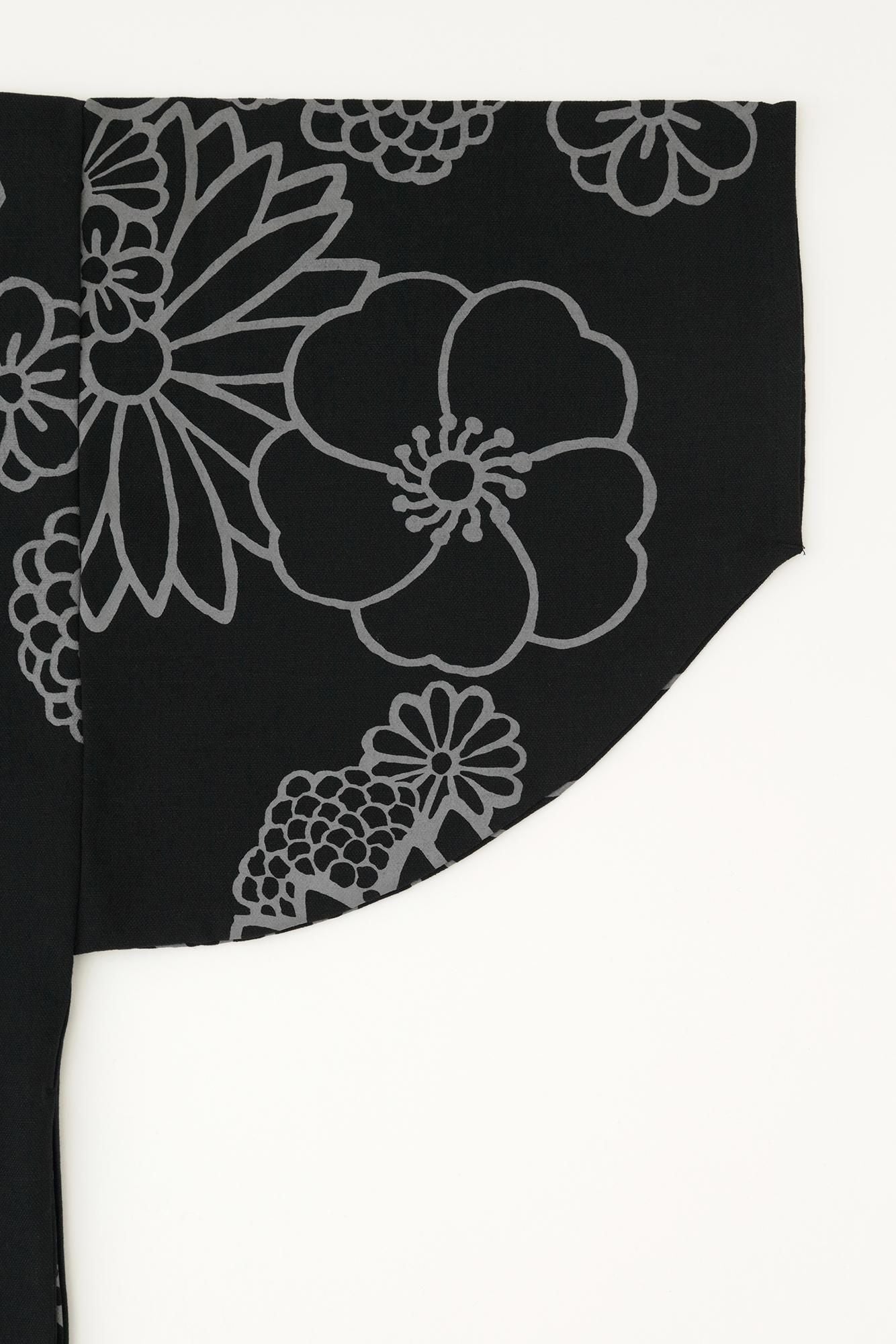 【官網限定】棉人造絲圓弧袖長方形洋裝斜紋織金襴緞子暗藍色