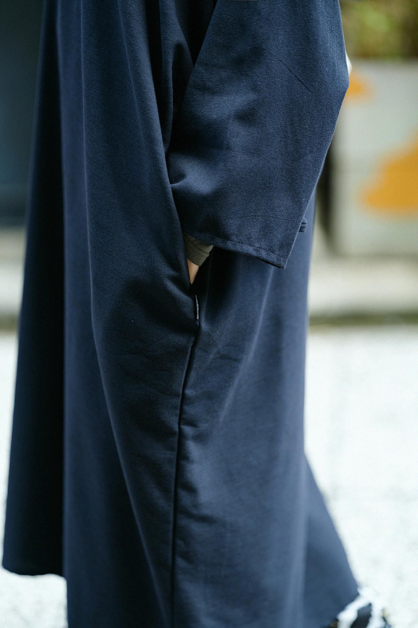 Baumwoll-Rayon-Twill-Webart (rechteckiges Naginata-Gewand)/Tiefblau (Shinkon)