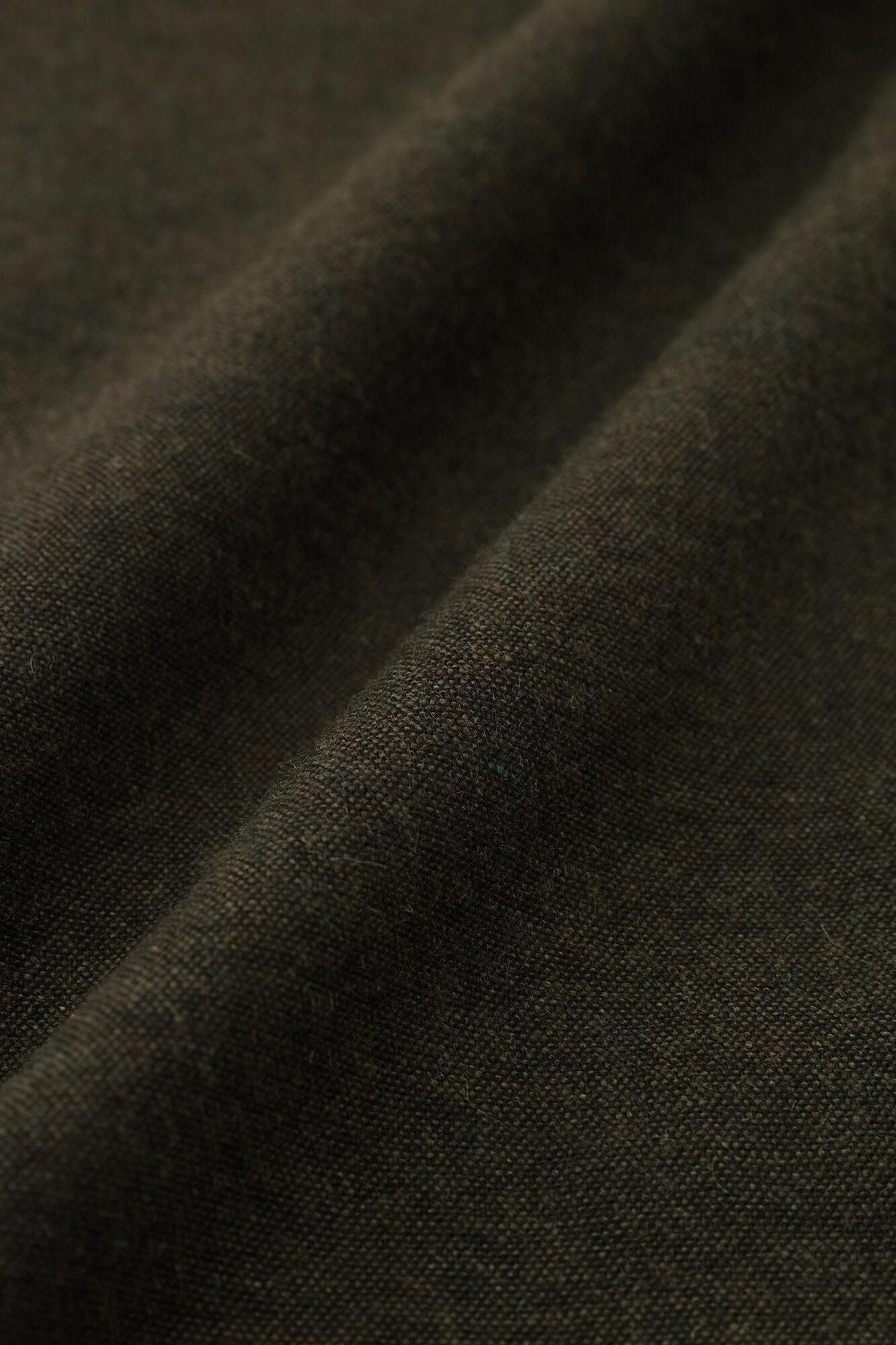 棉毛混紡二褶闊腿褲/綠褐色