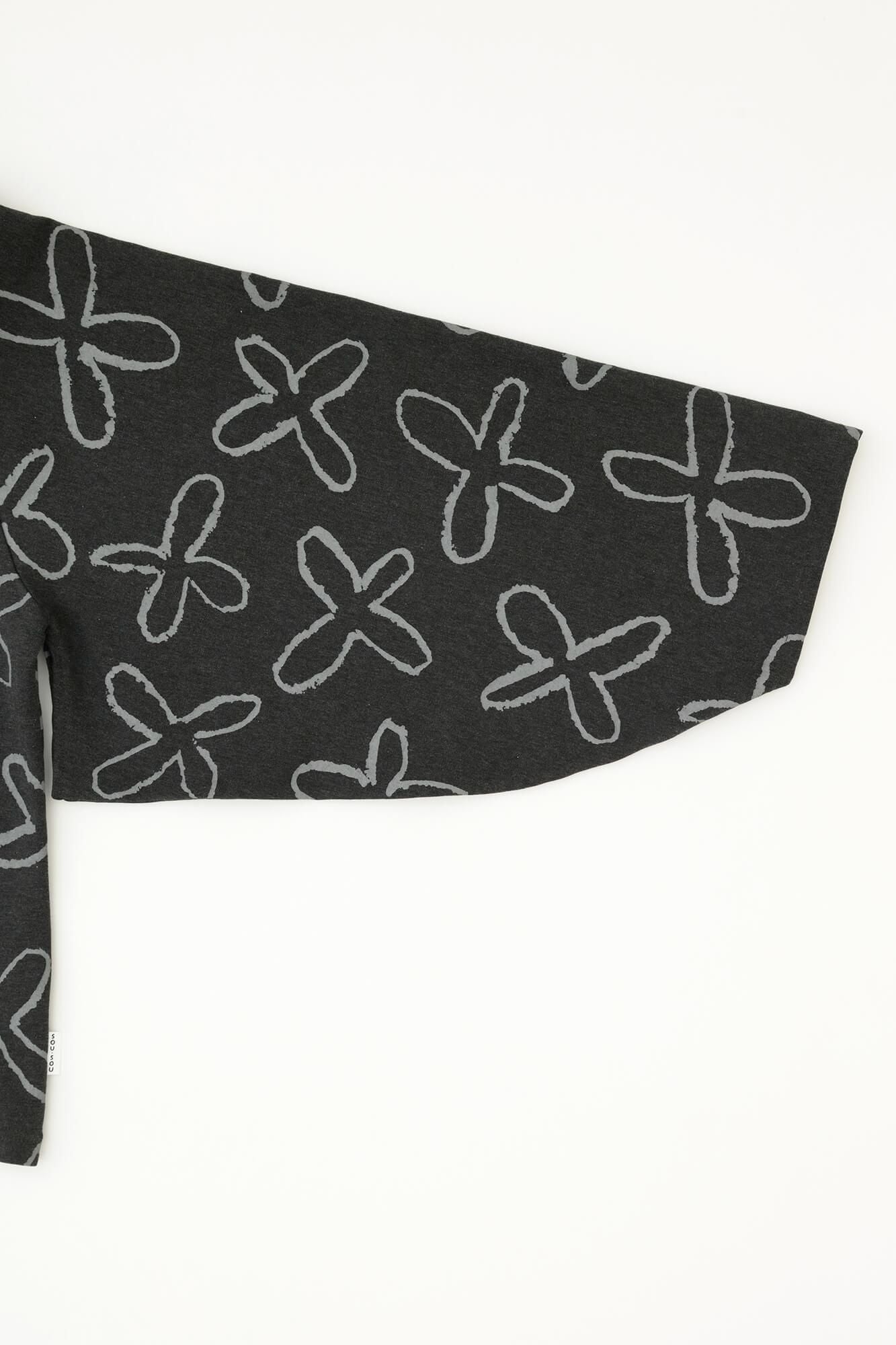 Interlock Knitting Shiraiki Kimono Collar Top / Suzushiro Ink Black