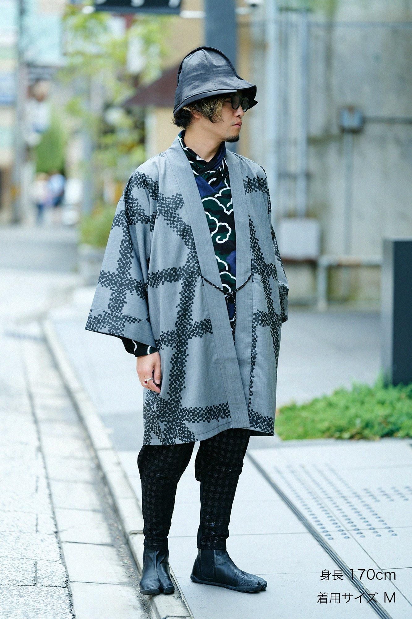 Combed Yarn Twill Weave Hanten Long-sleeved Jacket Mid-length with Lining / Tied-up