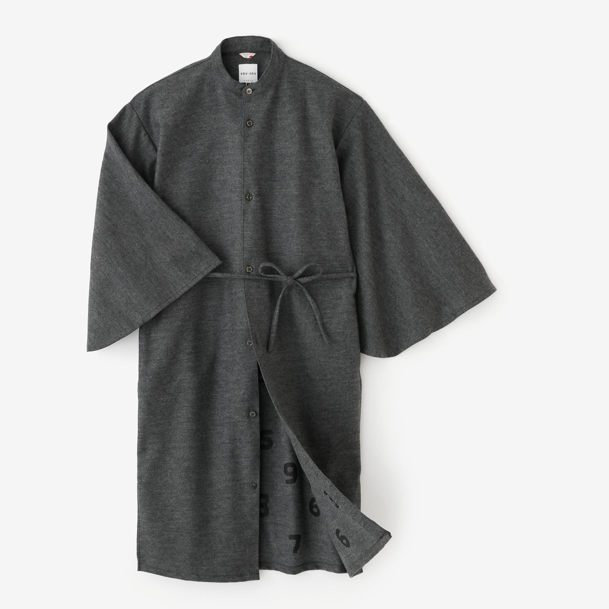 【net限定】梳毛(そもう) 綾織(あやおり) 薙刀かり衣(なぎなたかりごろも) 裏勝り(うらまさり)/濃灰(こいはい)×SO-SU-U