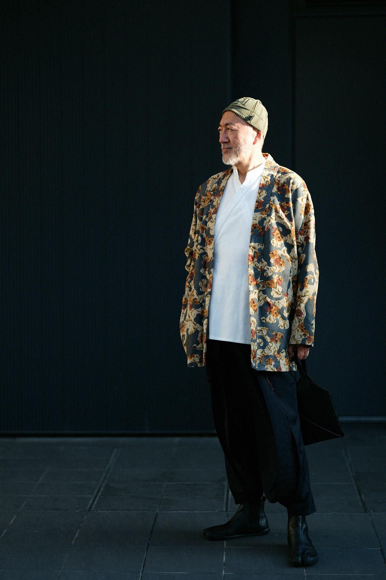 高島縮棉 20/20筒袖作務襯衫/白色