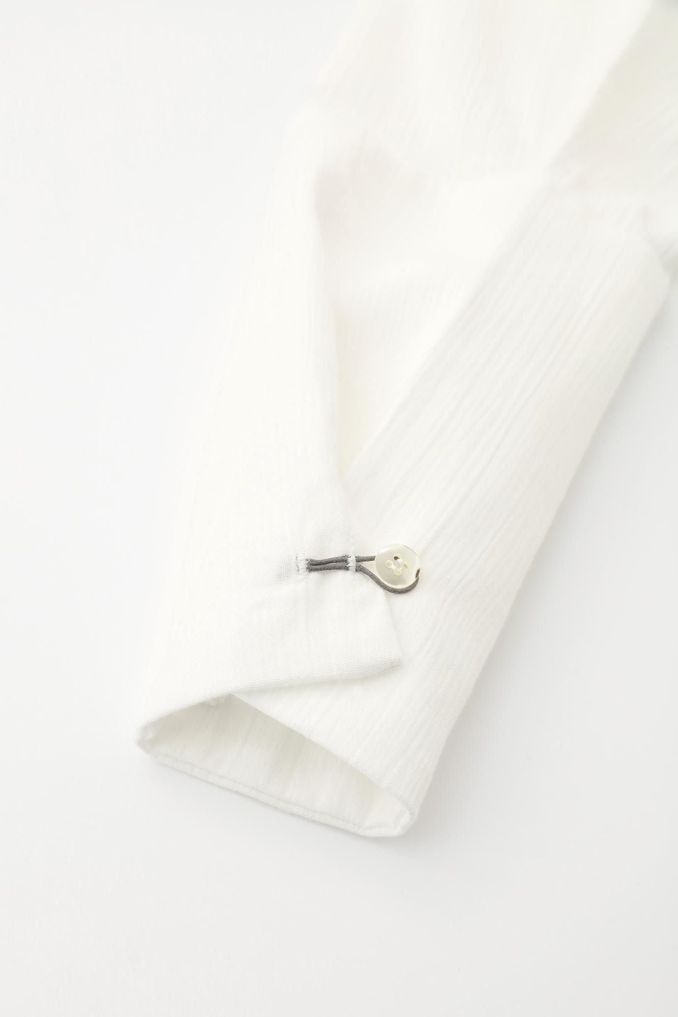 高島縮棉 20/20筒袖作務襯衫/白色