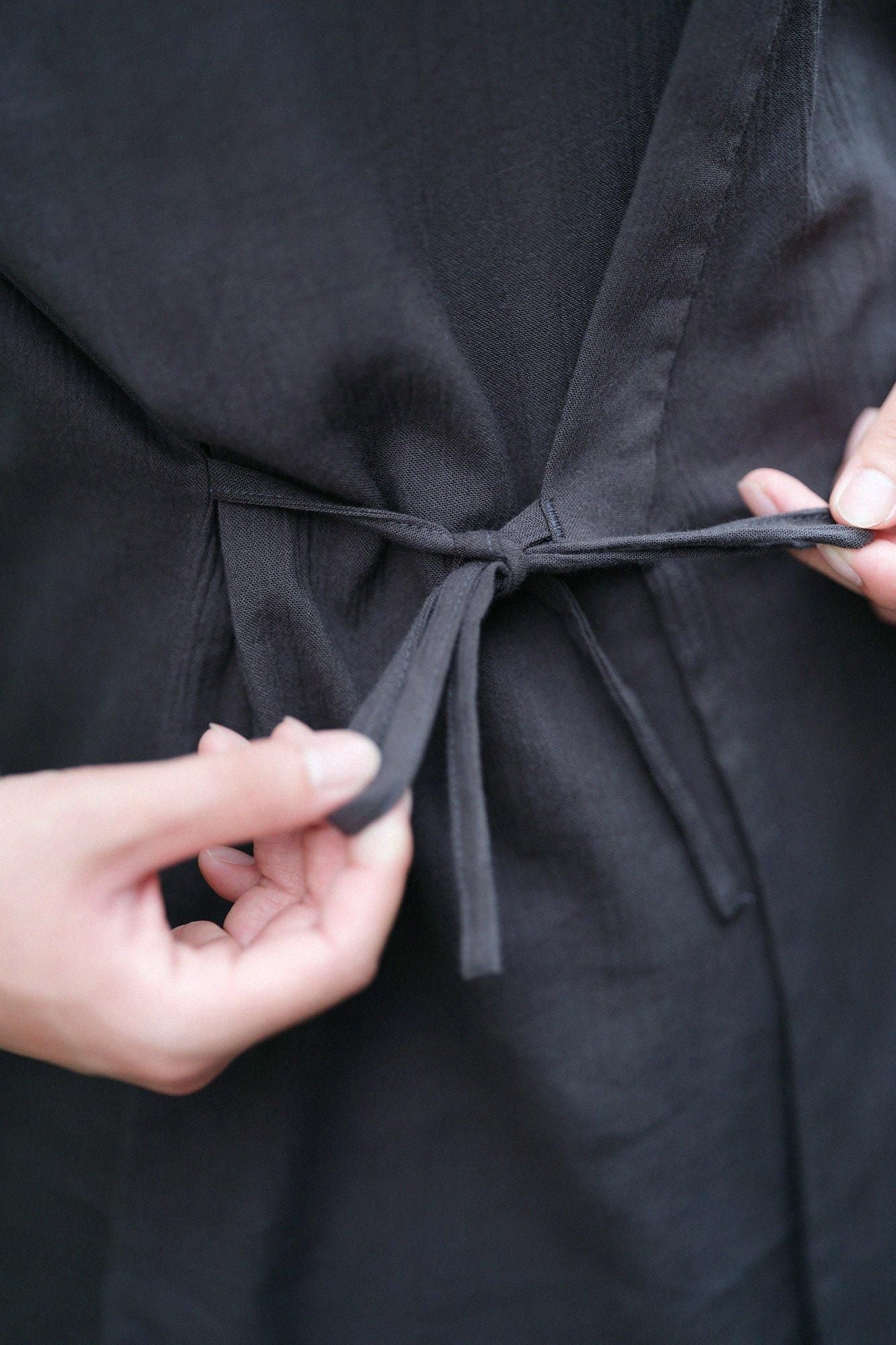 高島縮棉 20/20 筒袖作務襯衫(我把它浸在後面)/深灰色