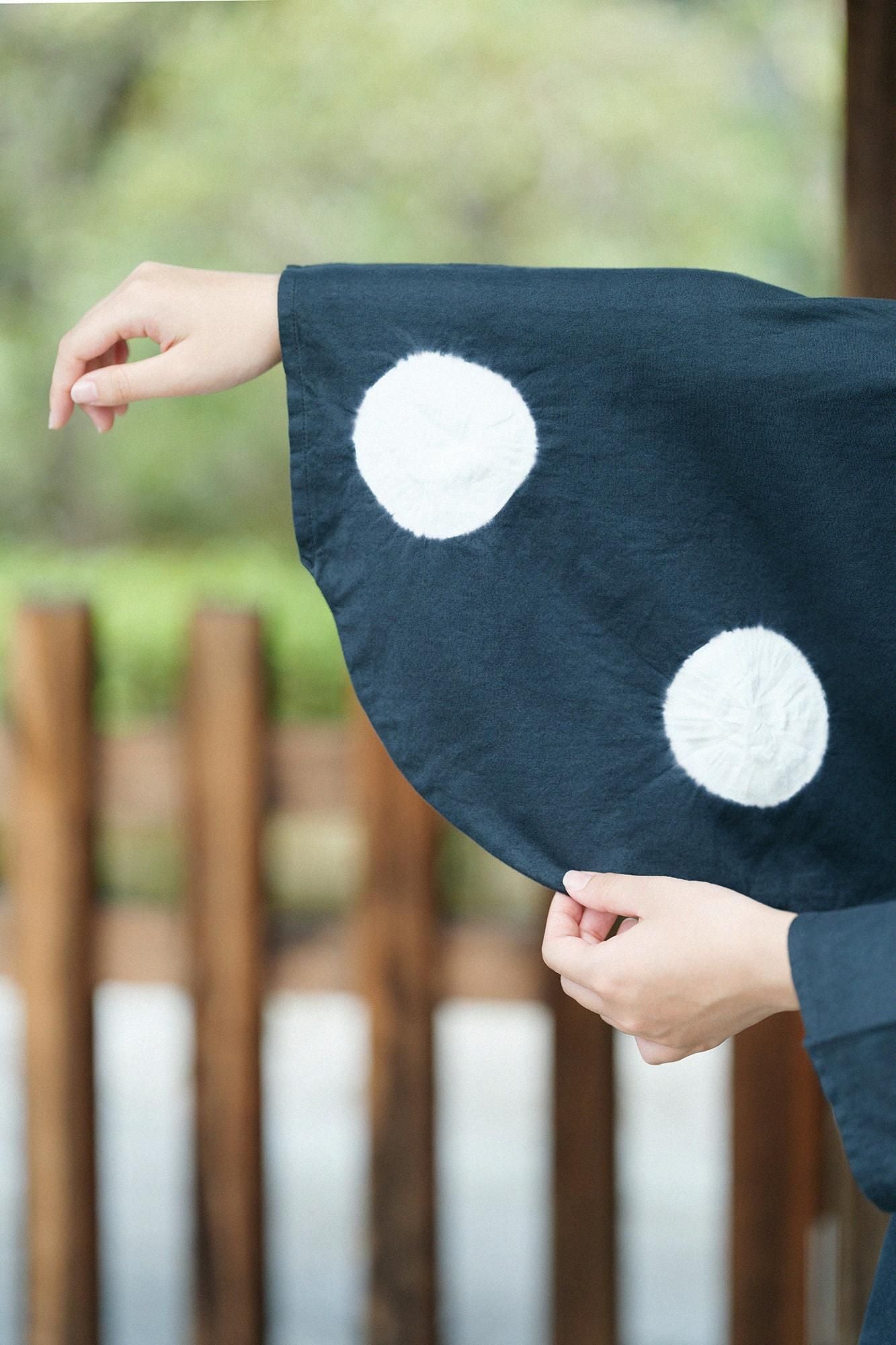 TabataTie-dye Naginata Square Top(Tashika Naginataminds old time withstomach)/Large Polka Dots Ink Black(Sumiiro)×tsuminds old time withtoo