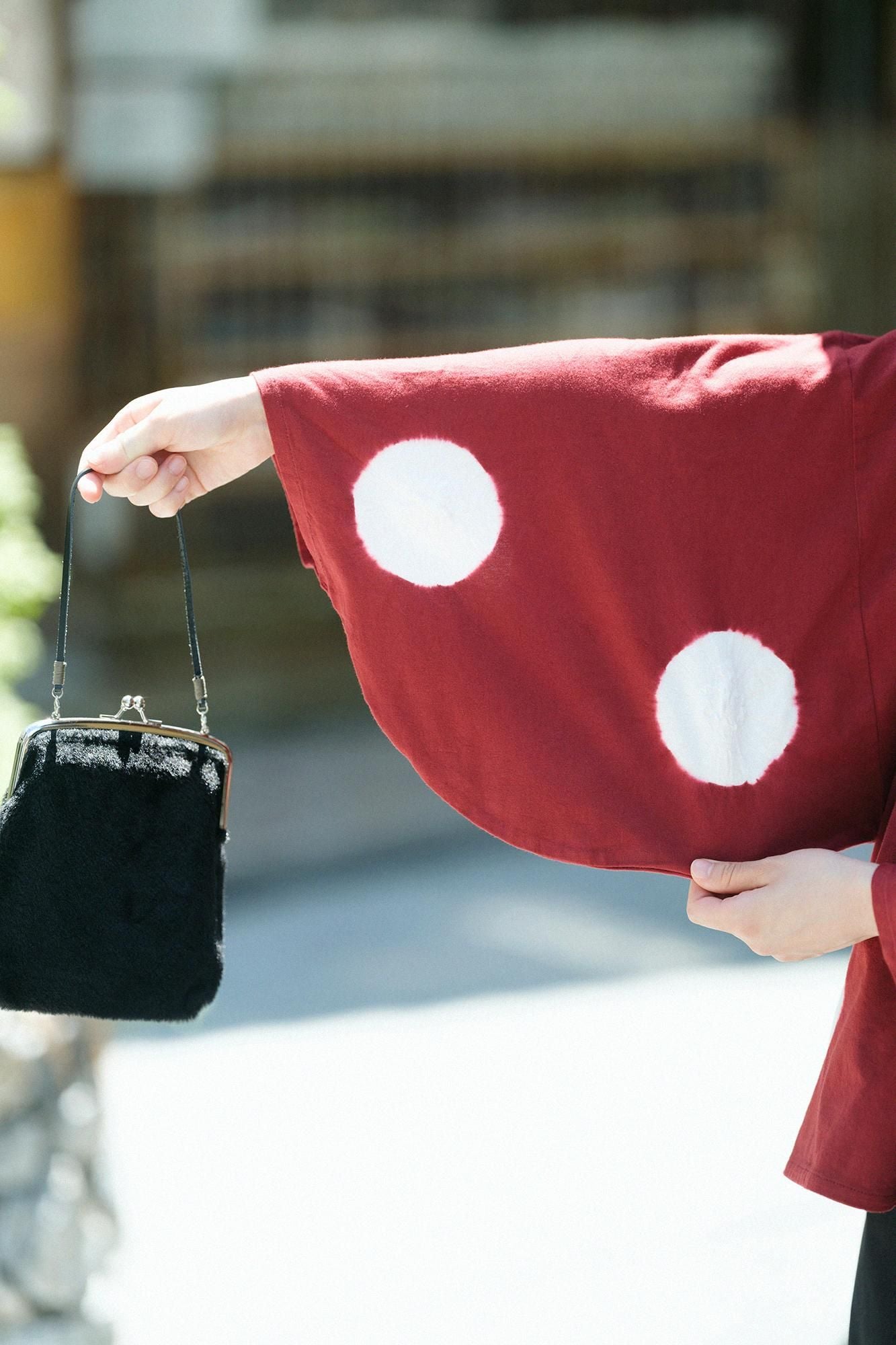 TabataTie-dye Naginata Square Top(Tashika Naginataminds old time withstomach)/Large Polka Dots Dark brown x oneminds old time withtoo