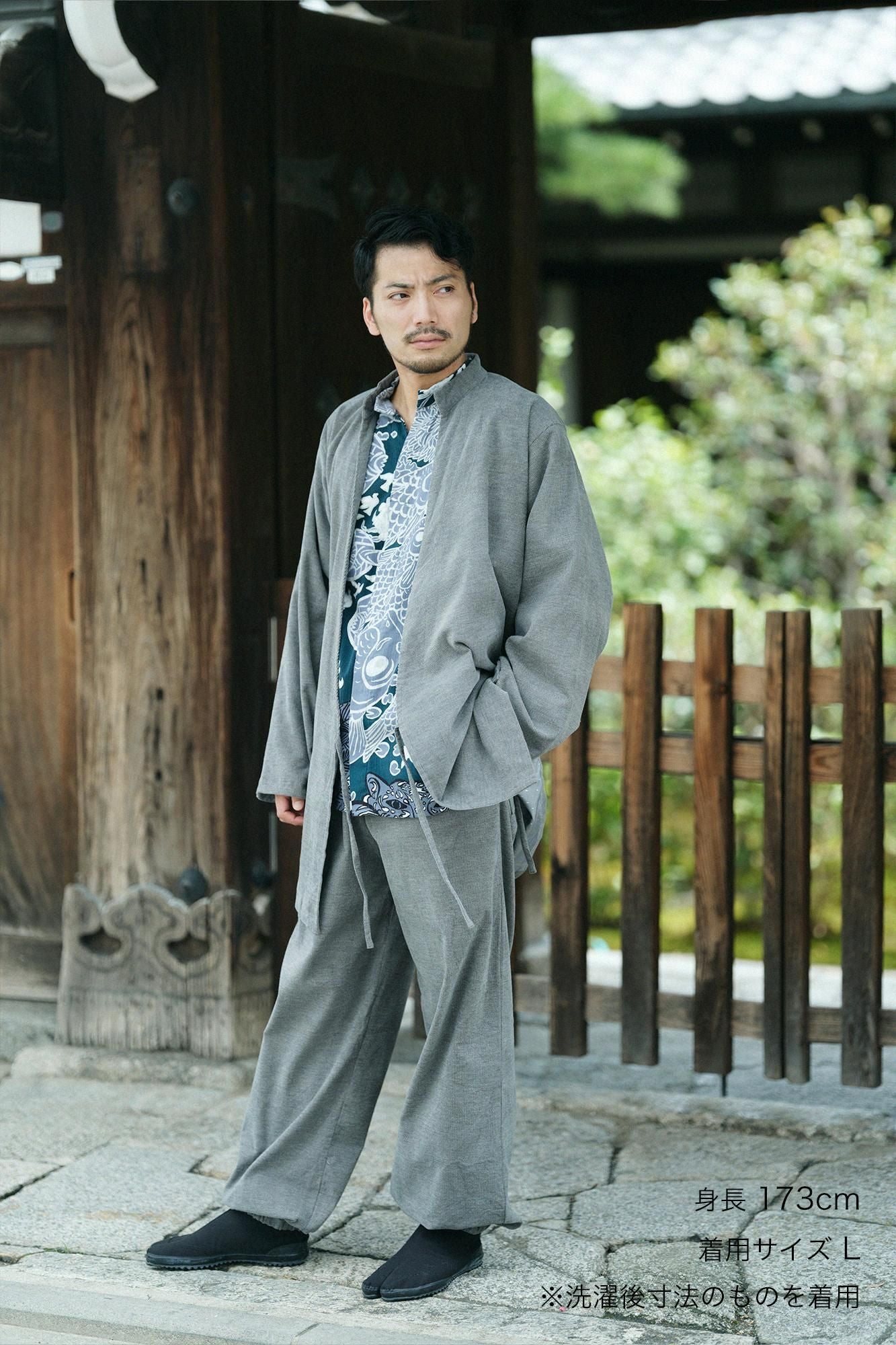 Soft Thermo(R) 燈芯絨 作務衣下裝/灰色