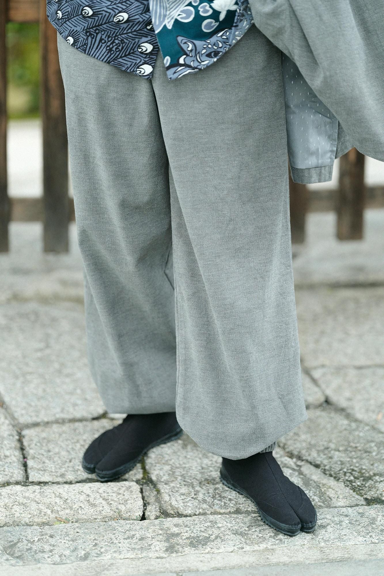 Soft Thermo(R) 燈芯絨 作務衣下裝/灰色