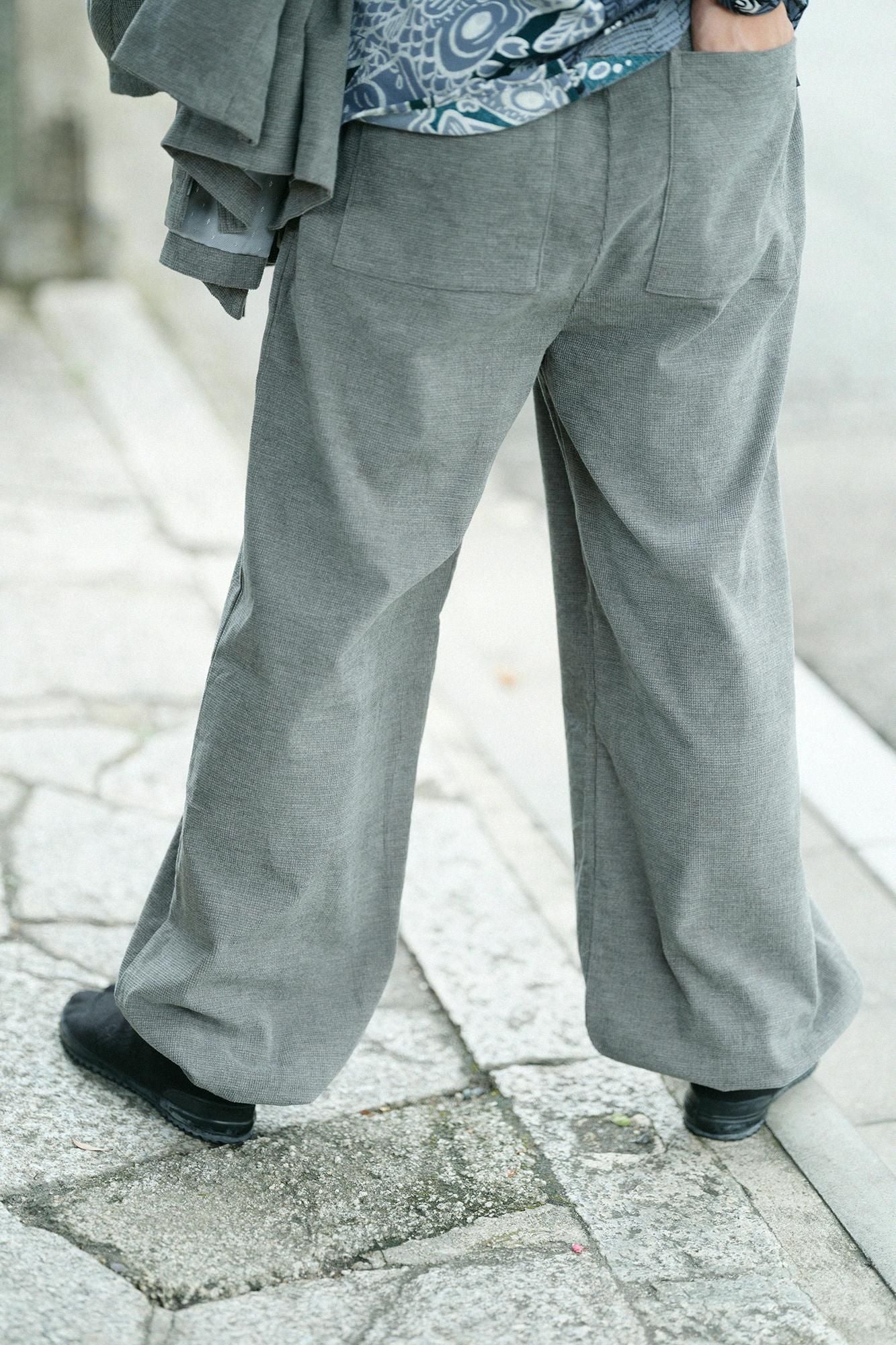 Soft Thermo(R) 燈芯絨 作務衣下裝/灰色