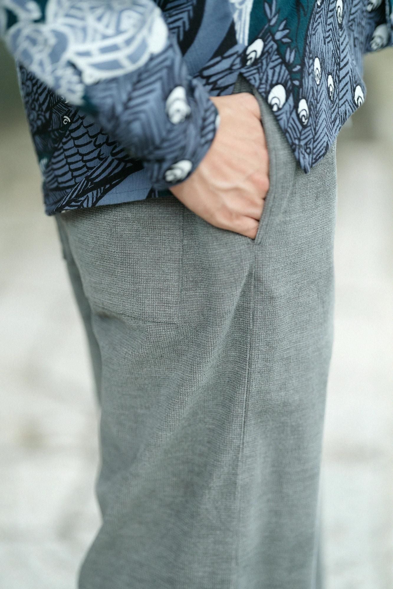 Soft Thermo(R) 燈芯絨 作務衣下裝/灰色